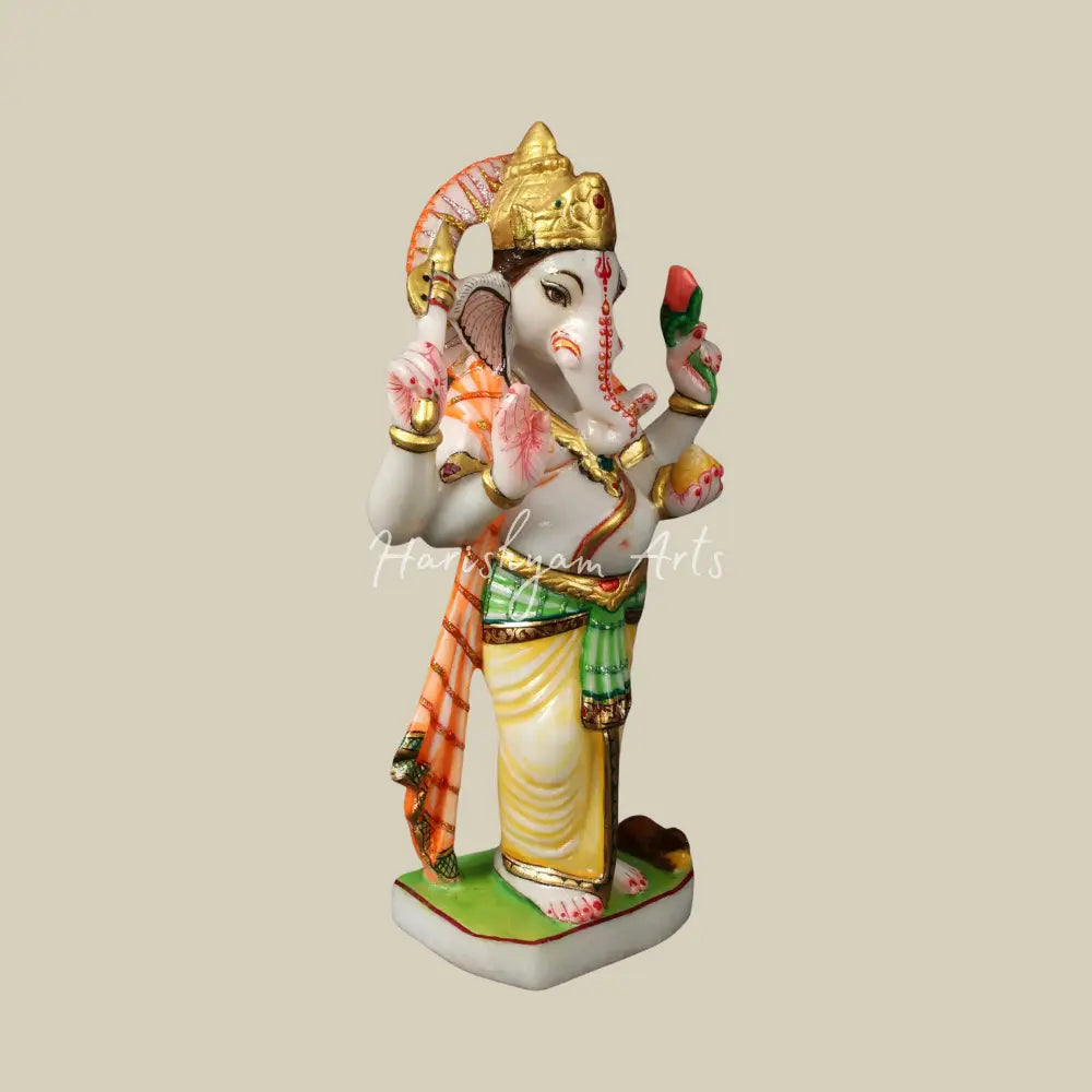 12" Four Armed Standing Ganesha Marble Deity