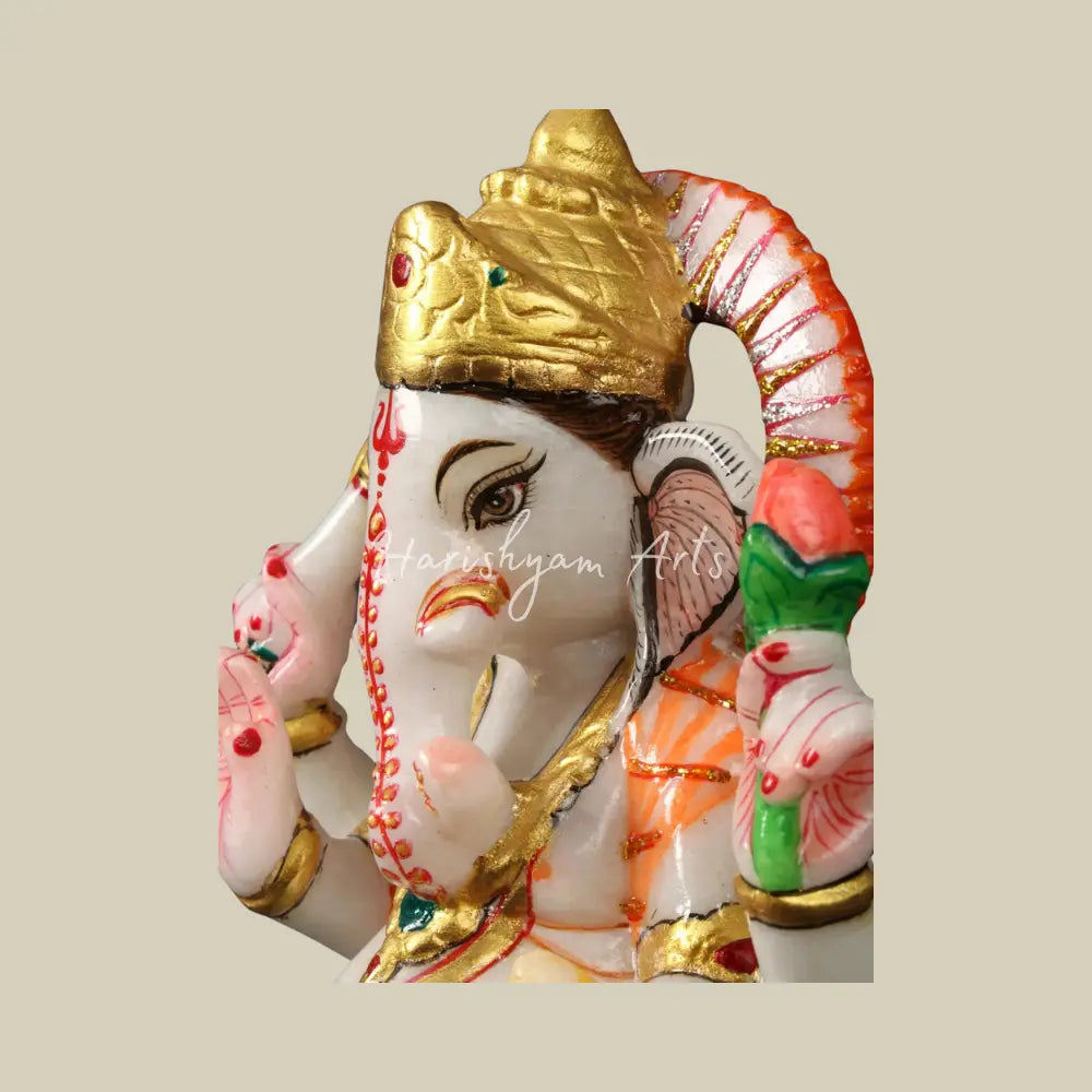 12" Four Armed Standing Ganesha Marble Deity