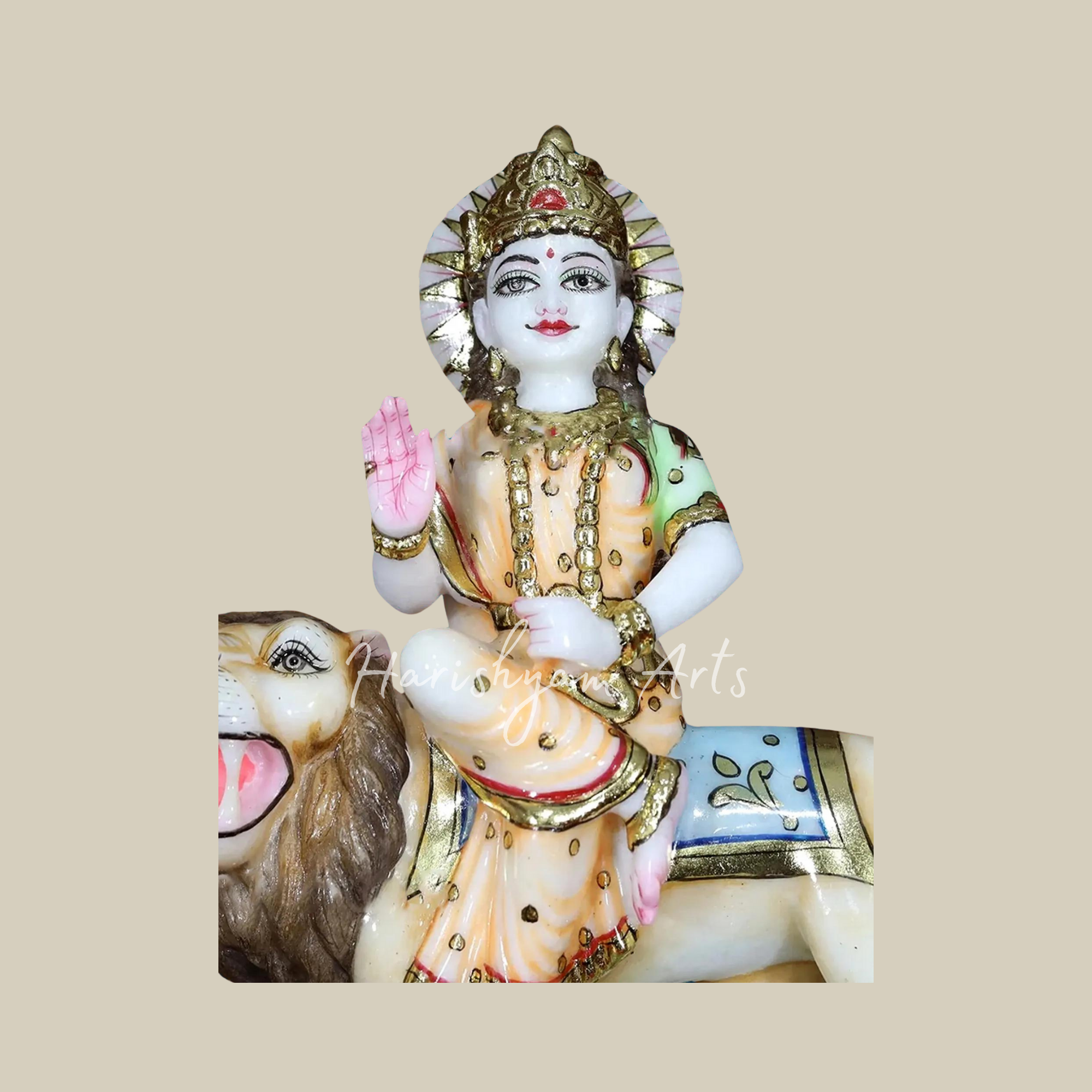 12 inches Handcrafted marble Durga statue3