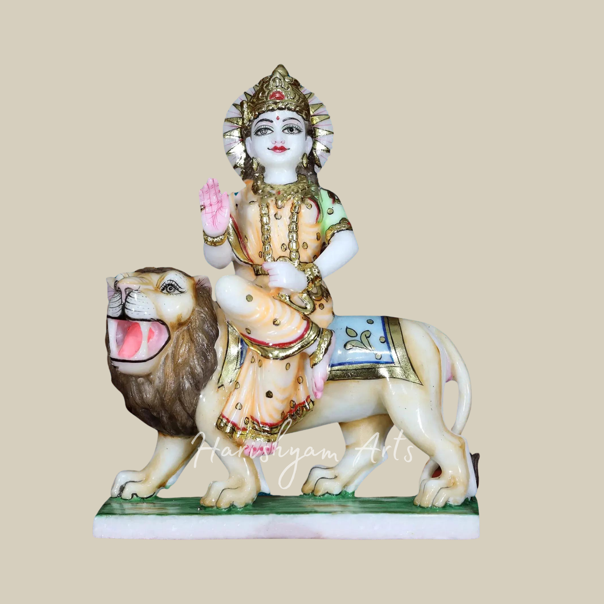 12 inches Handcrafted marble Durga statue4