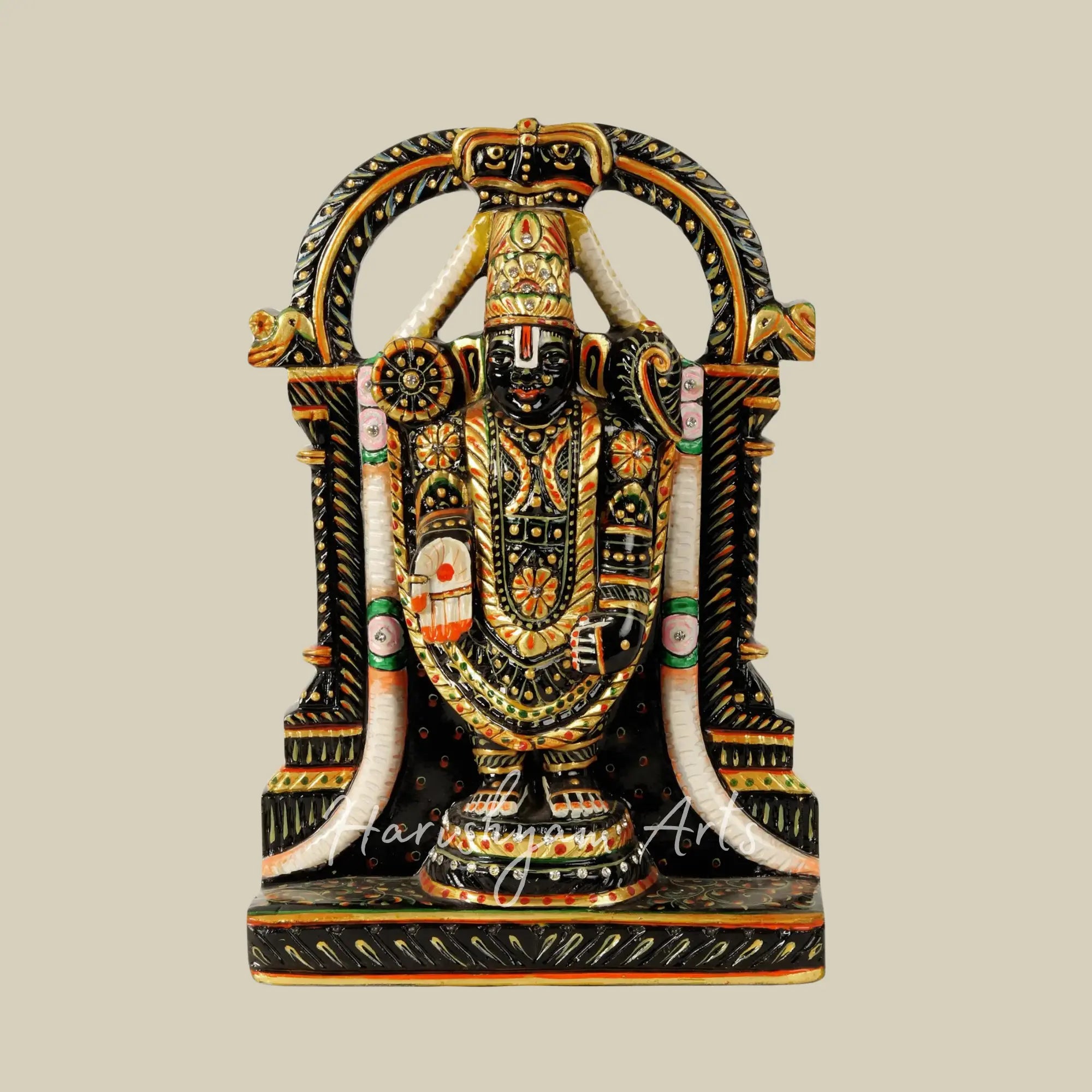 12 inches Lord Venkateshvara as Tirupati Balaji Black Marble Murti 1