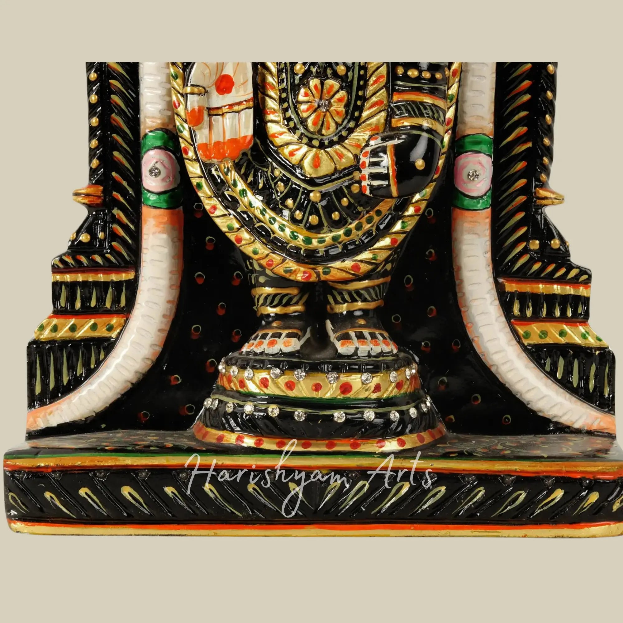 12 inches Lord Venkateshvara as Tirupati Balaji Black Marble Murti 4