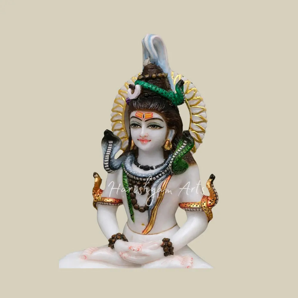 12" Mahadev White Marble Idol