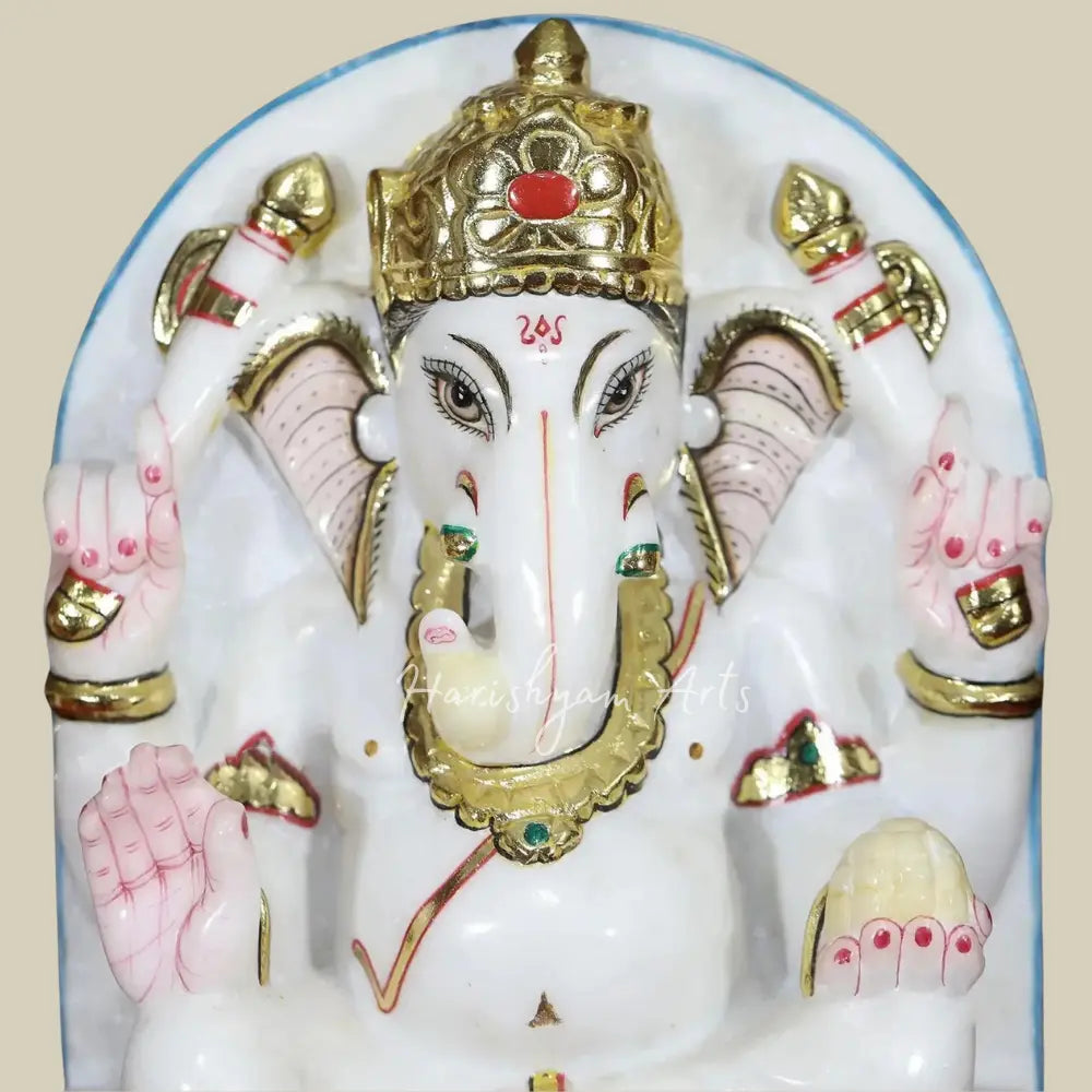 12" Makrana marble Ganesh Panel