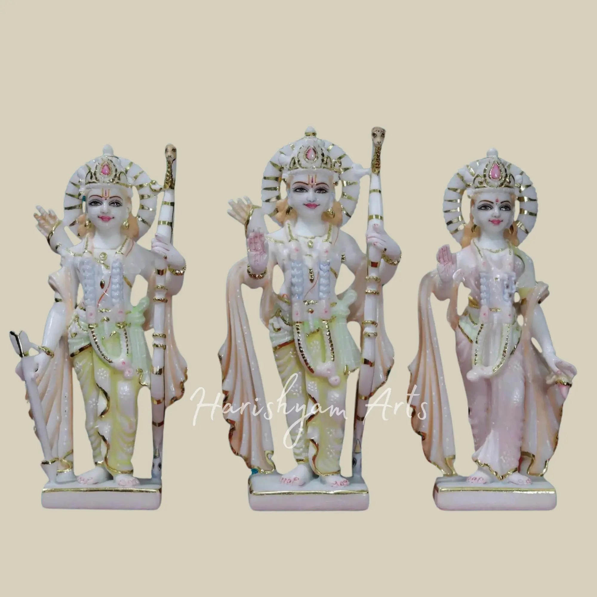 12 inches Makrana white Marble Ram Darbar Moorti