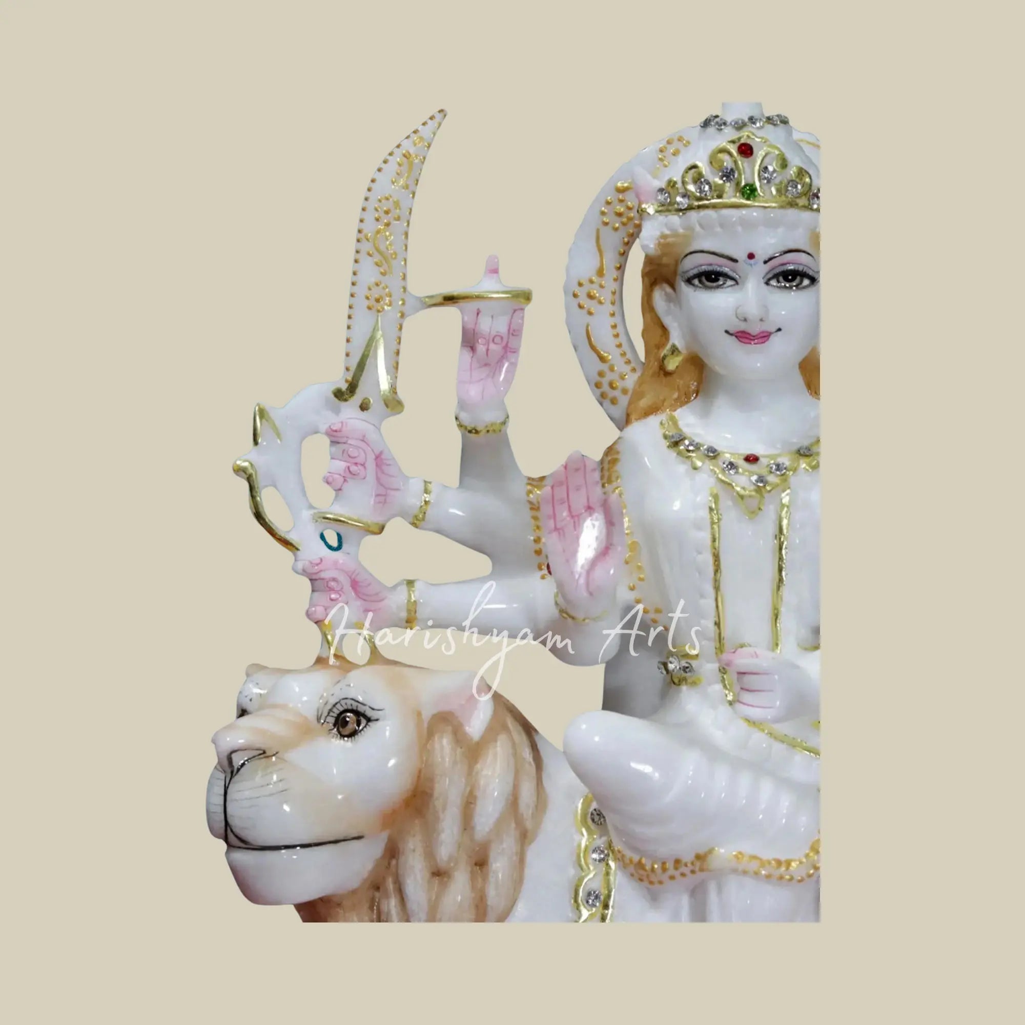 12" Marble Durga Maa Murti