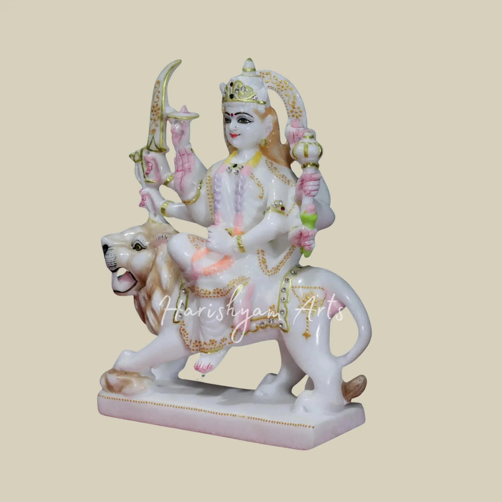 12" Marble Durga ji idol for Worship