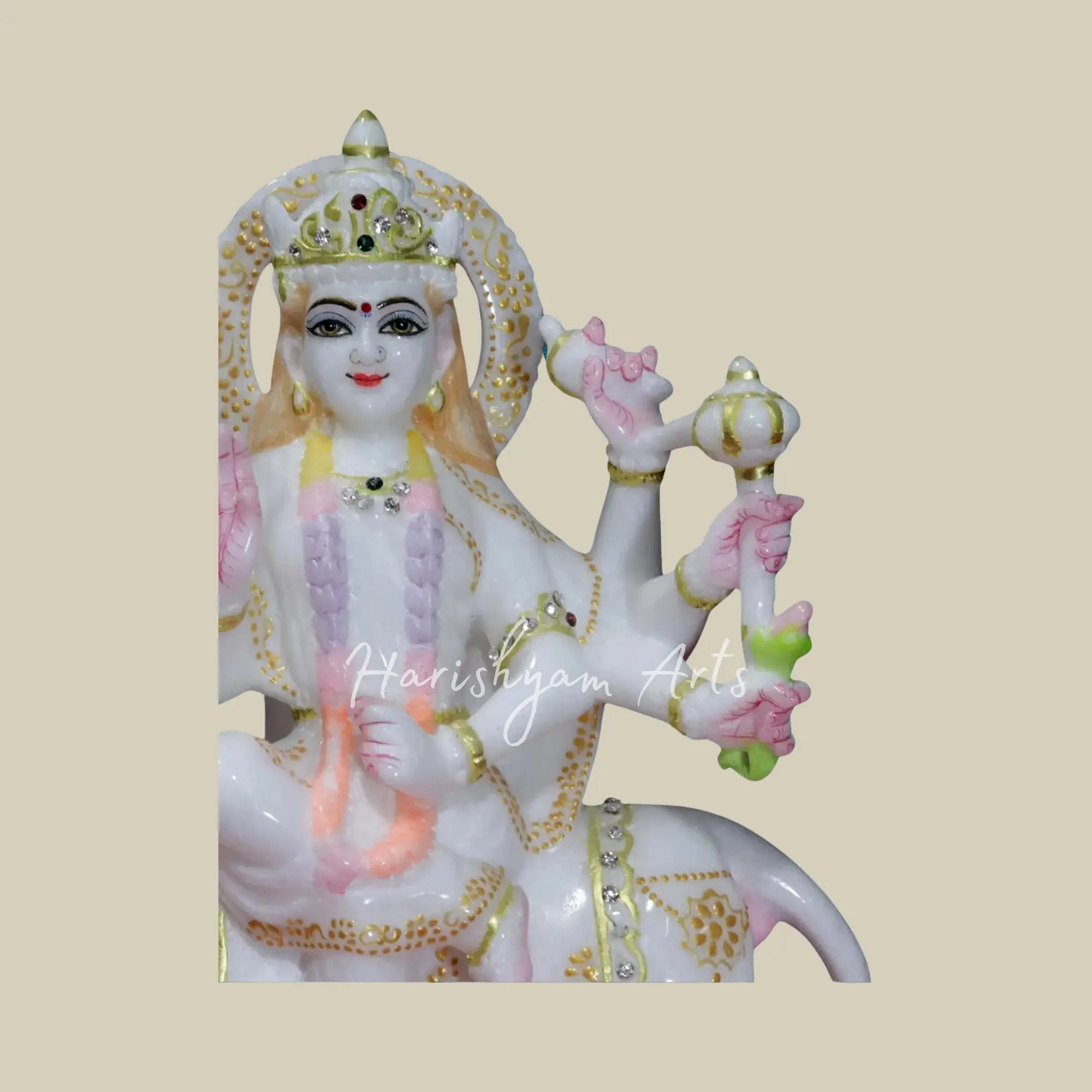 12" Marble Durga ji idol for Worship