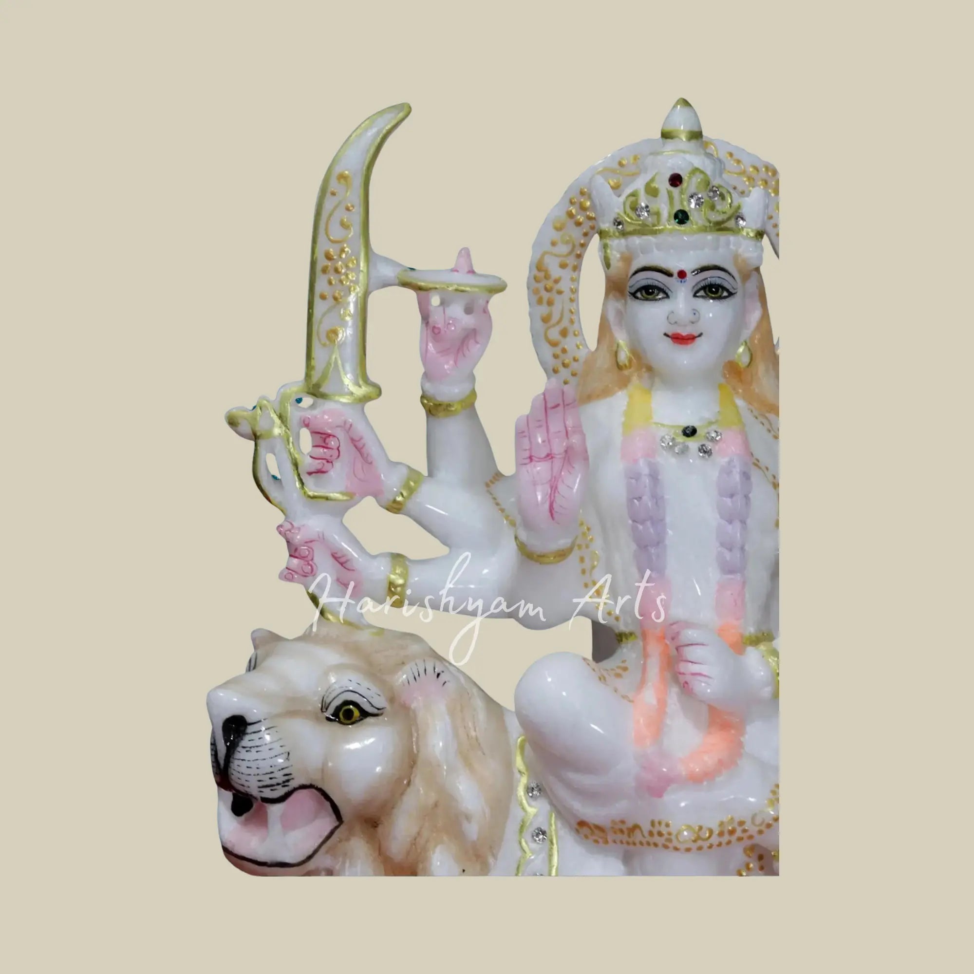 12" Marble Durga ji idol for Worship