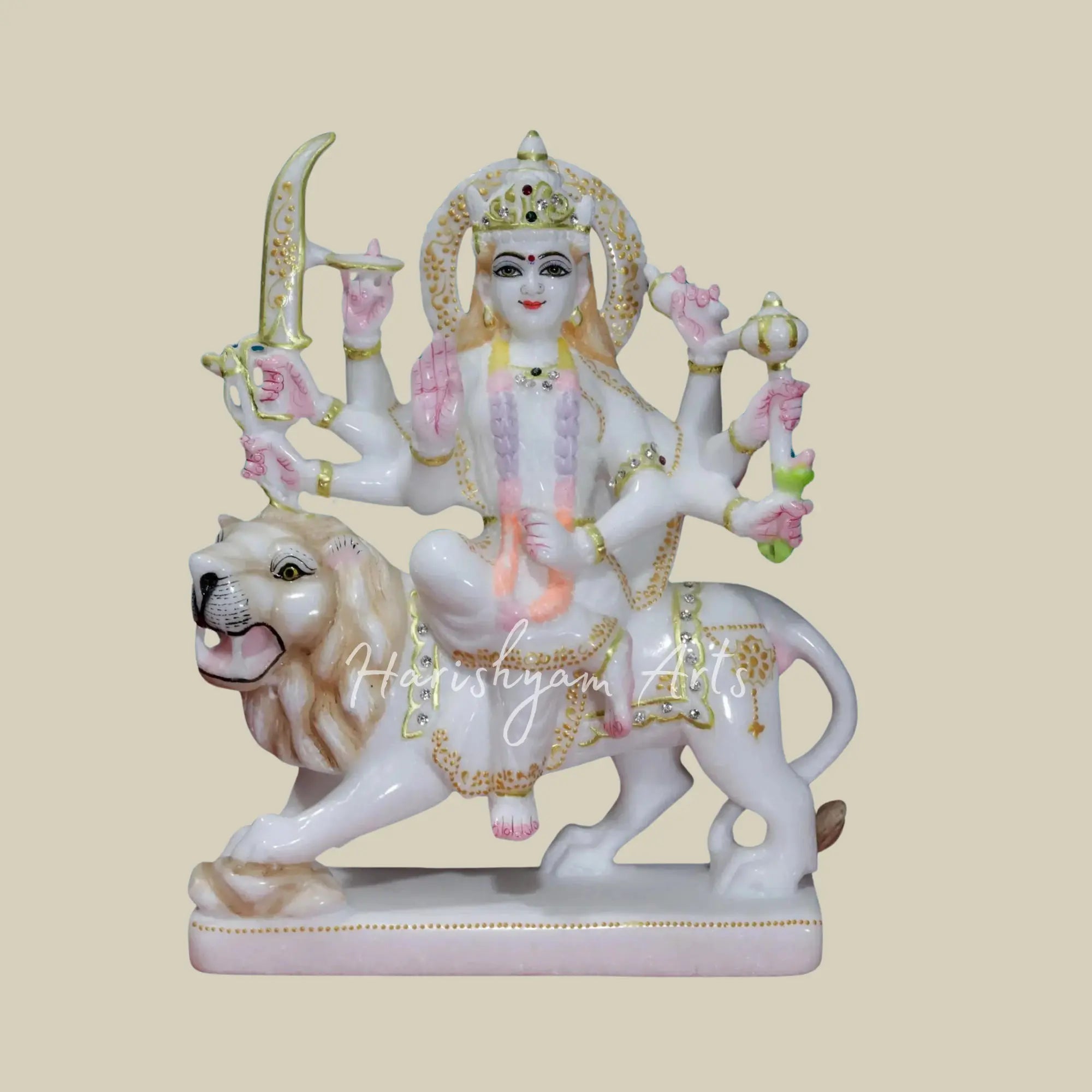 12" Marble Durga ji idol for Worship