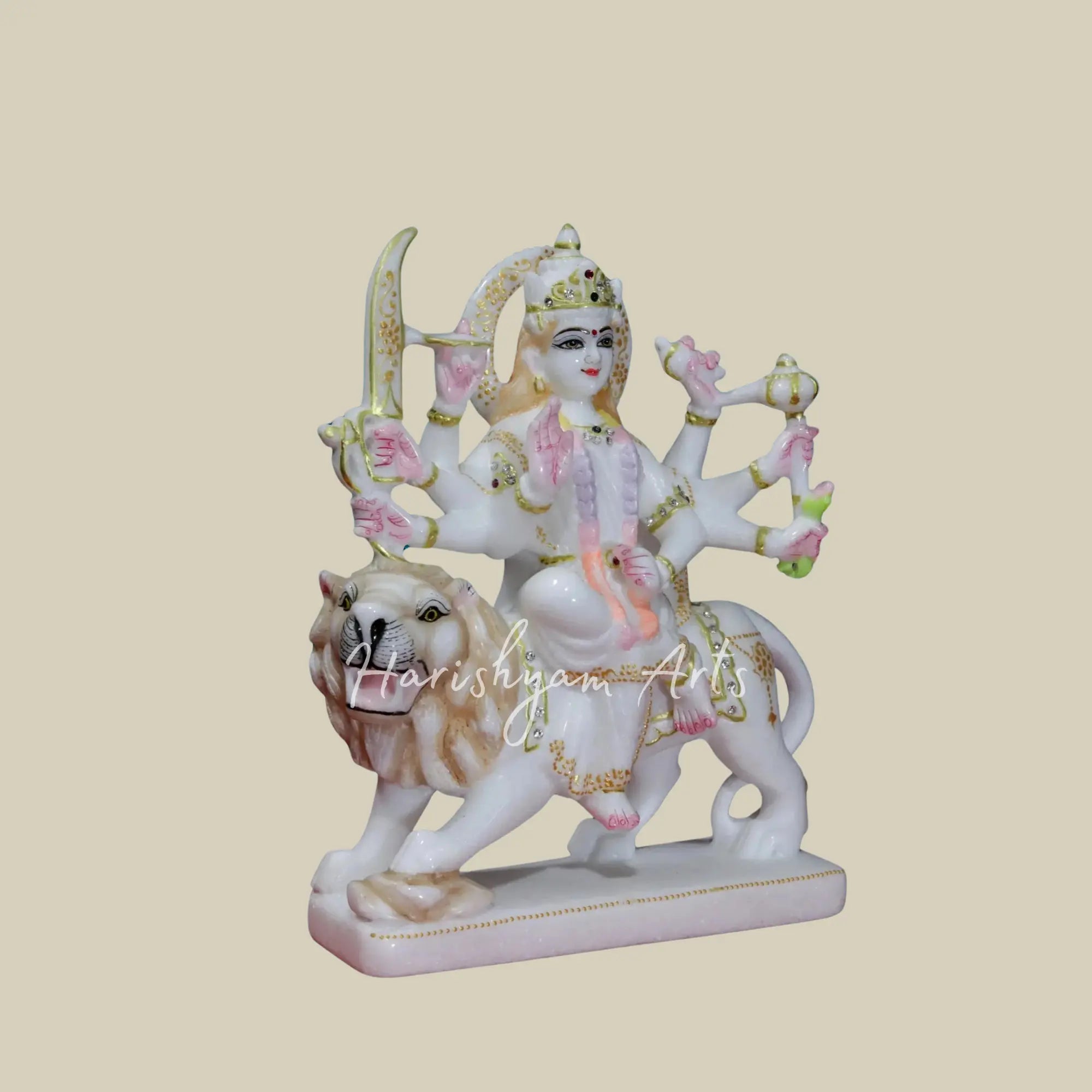 12" Marble Durga ji idol for Worship