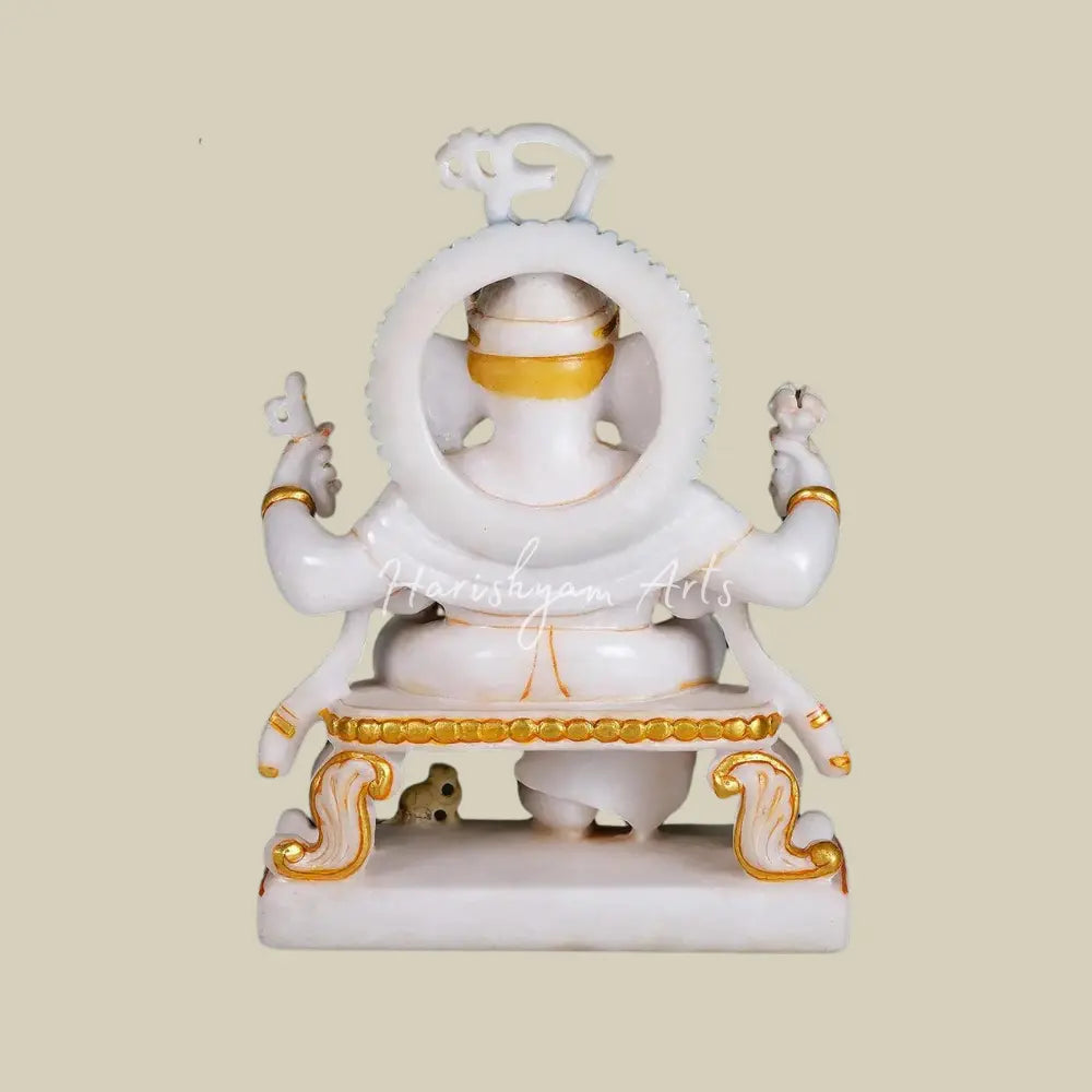 12" Marble Ganesh Statue with om Symbol on top