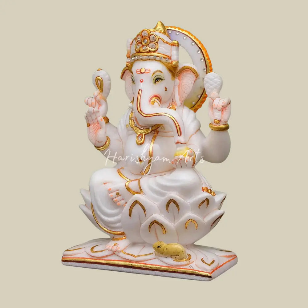 12" Marble Ganesha Idol for Home