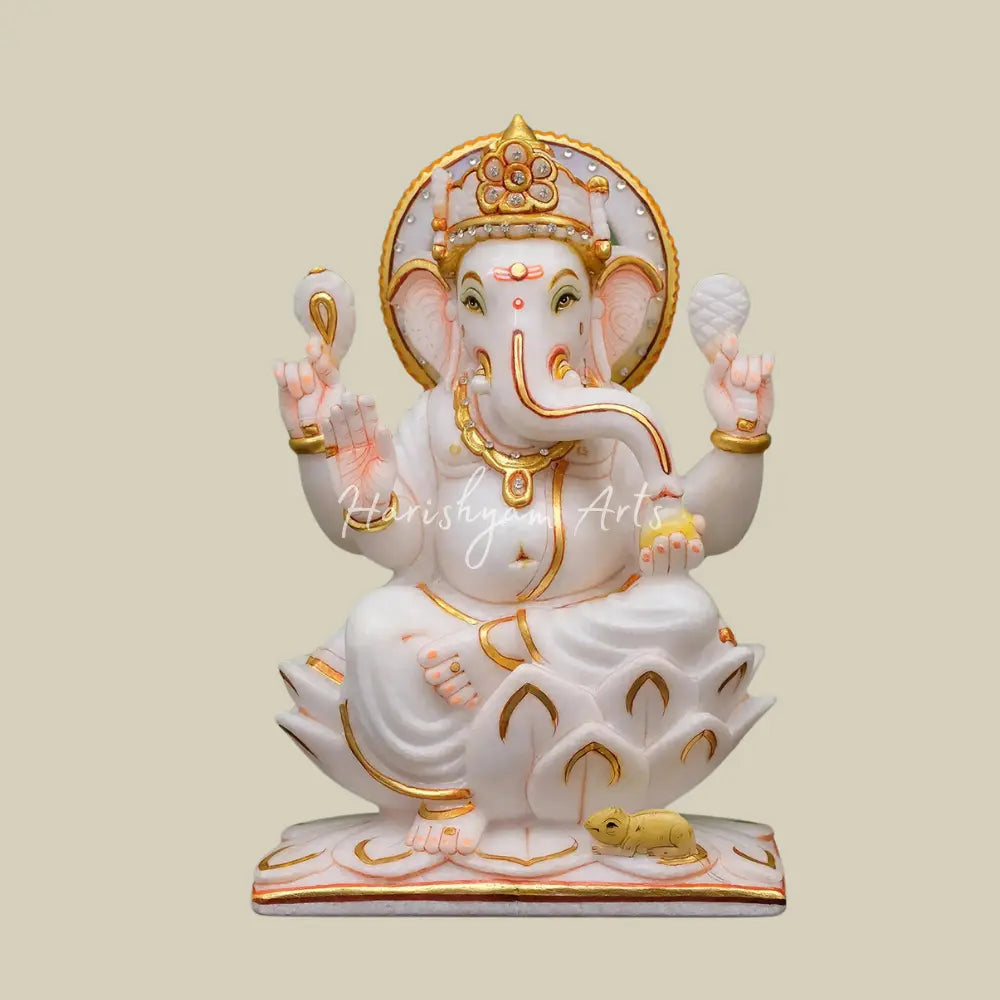 12" Marble Ganesha Idol for Home