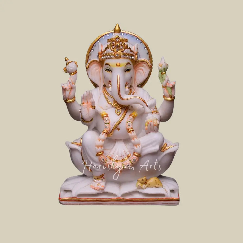 12" Marble Ganpati Statue