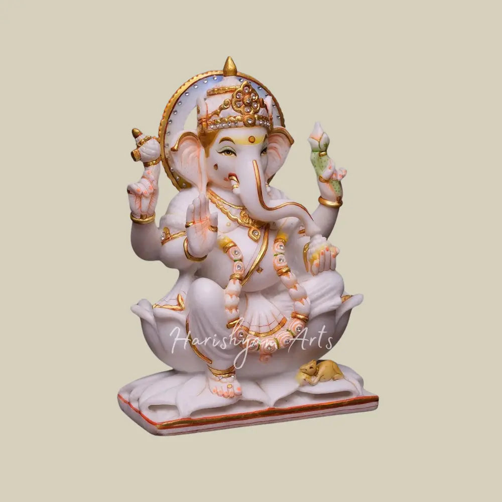 12" Marble Ganpati Statue