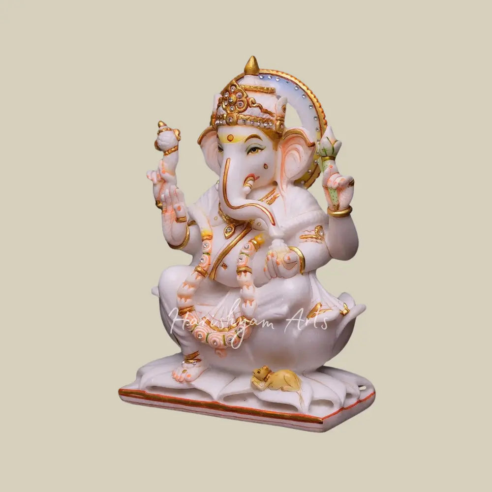 12" Marble Ganpati Statue