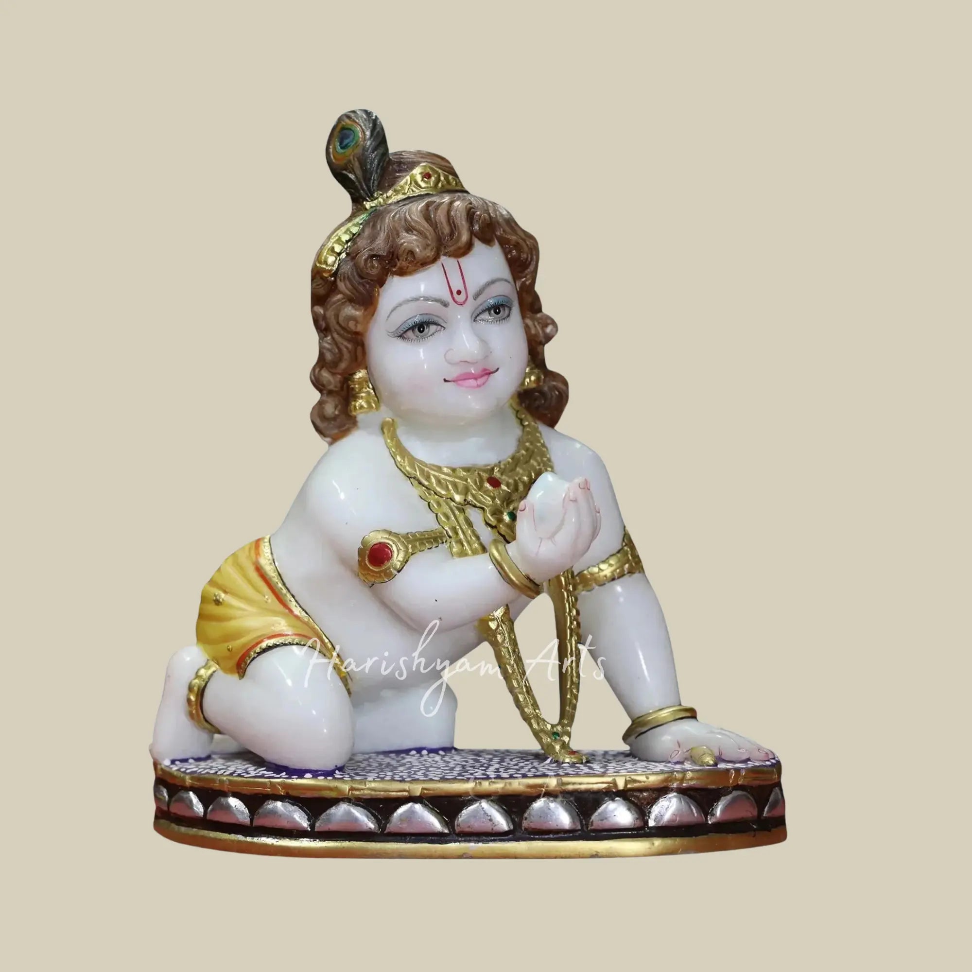 12 inches Marble Laddu Gopal Statue