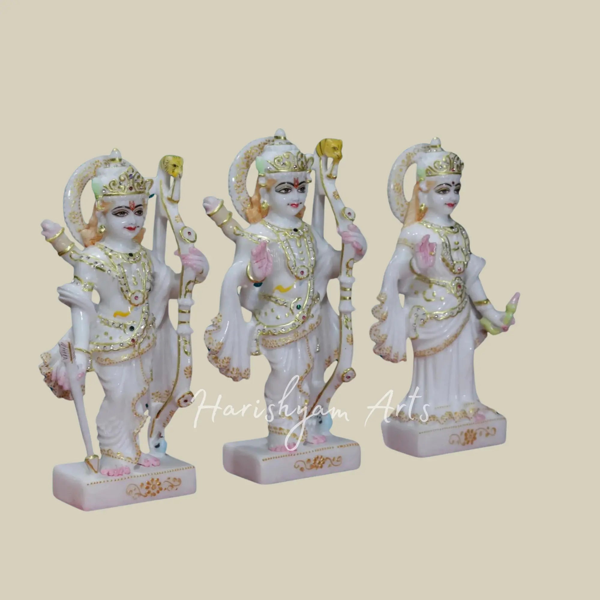 12 inches Marble Ram Parivar Moorti