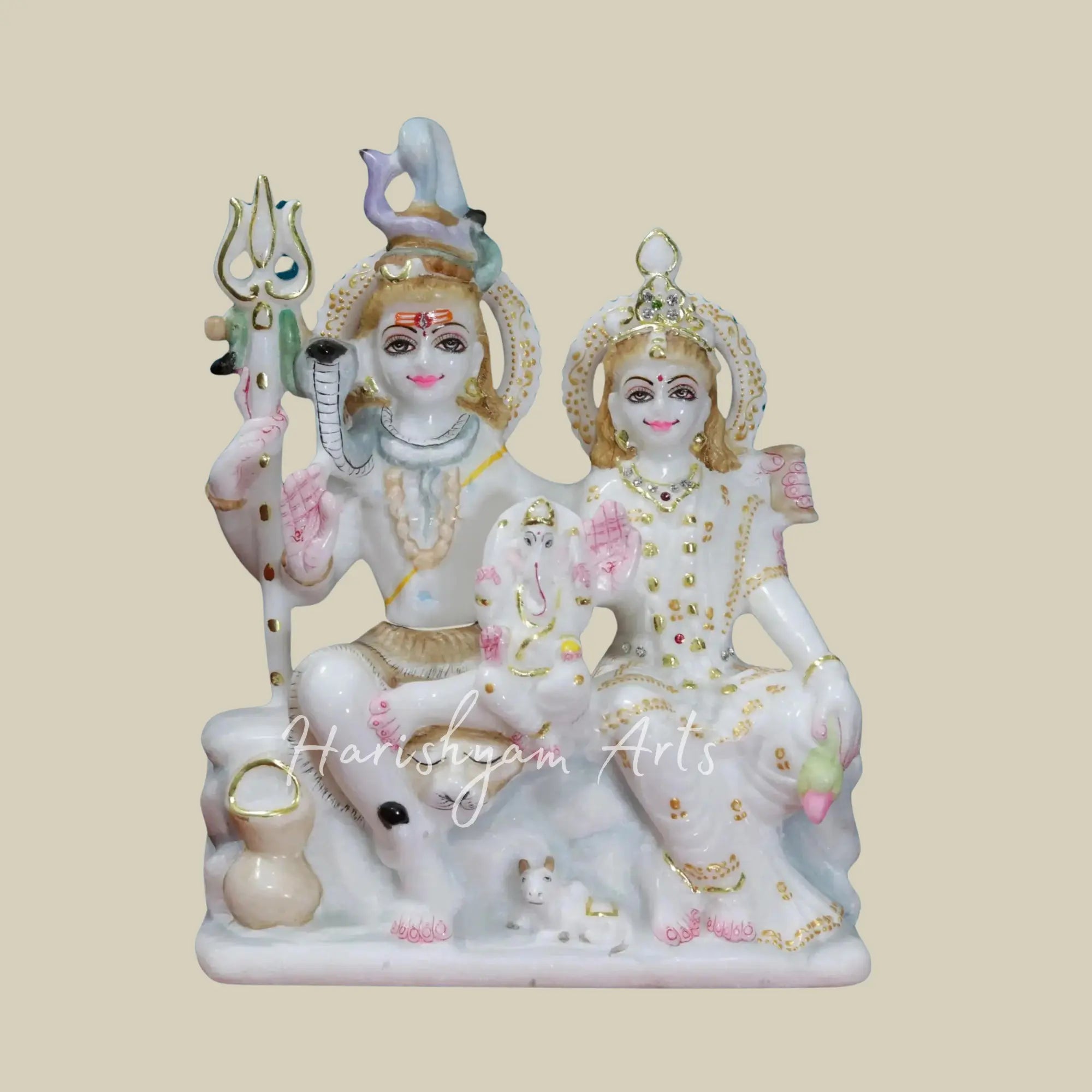 12 inches Marble Shiva Parivar Statue