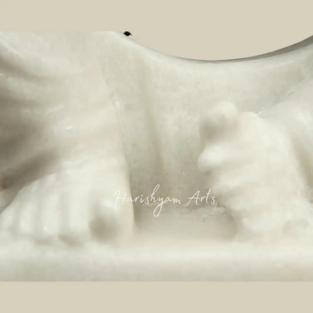 12" Pure White Marble Ganesha Modern  Sculpture