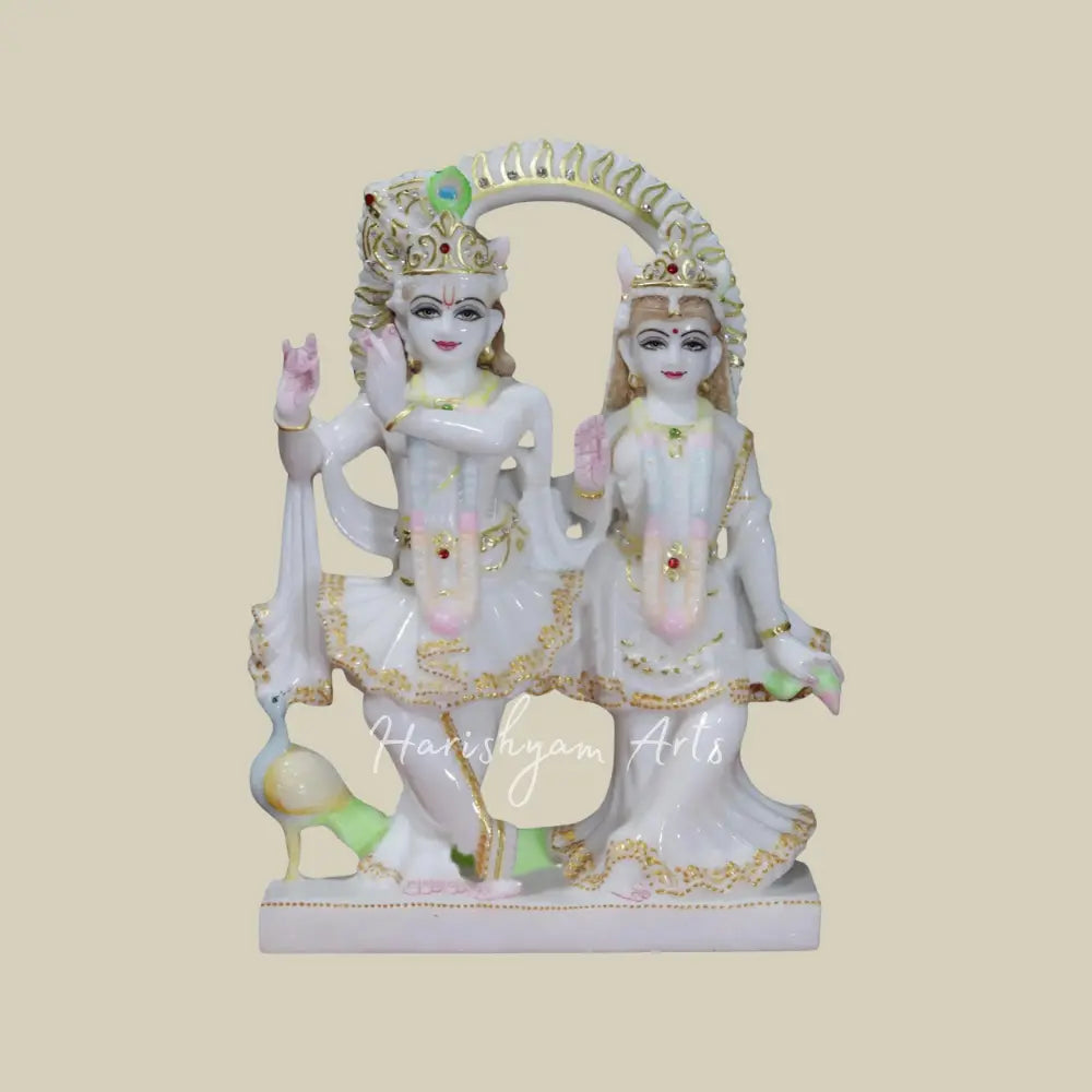 12" Shri Radha And Krishna Marble Statue