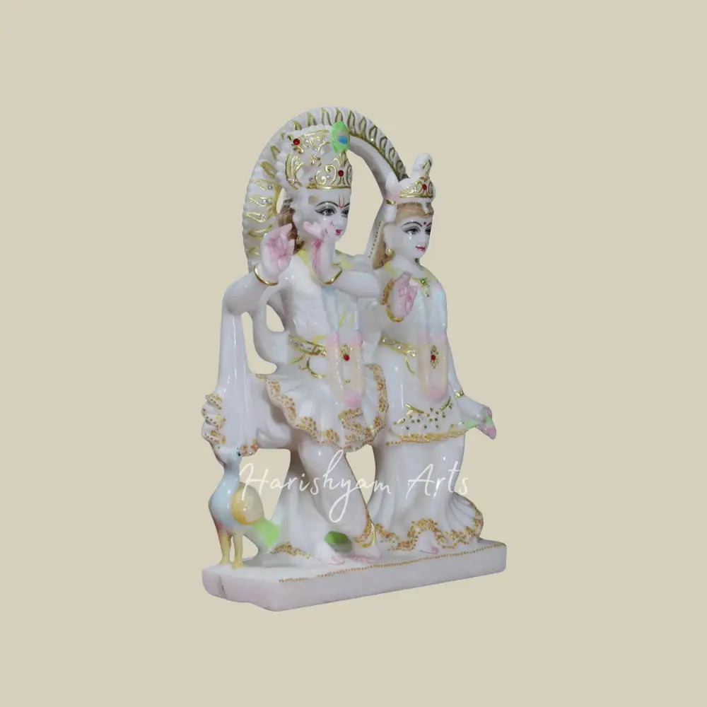 12" Shri Radha And Krishna Marble Statue