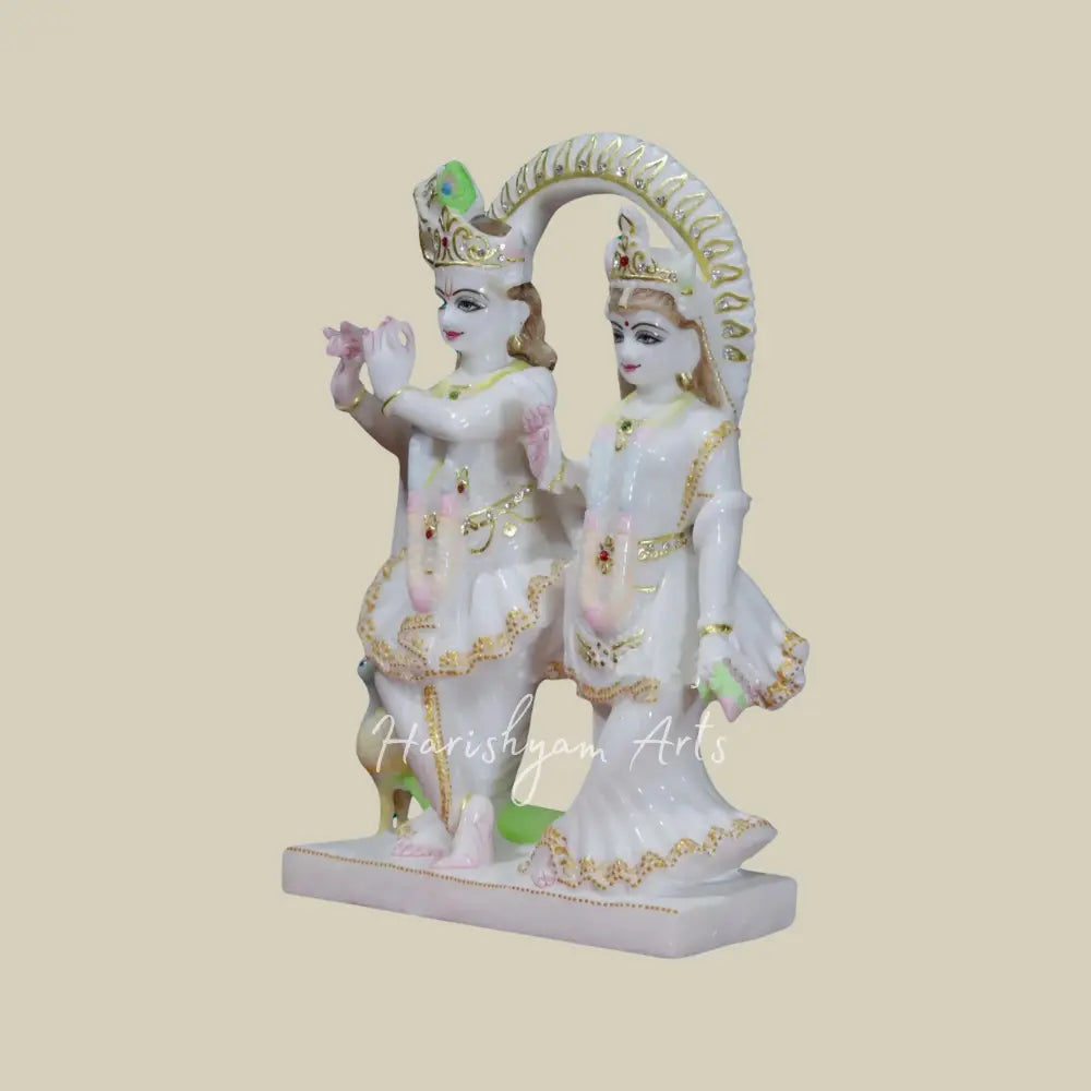 12" Shri Radha And Krishna Marble Statue