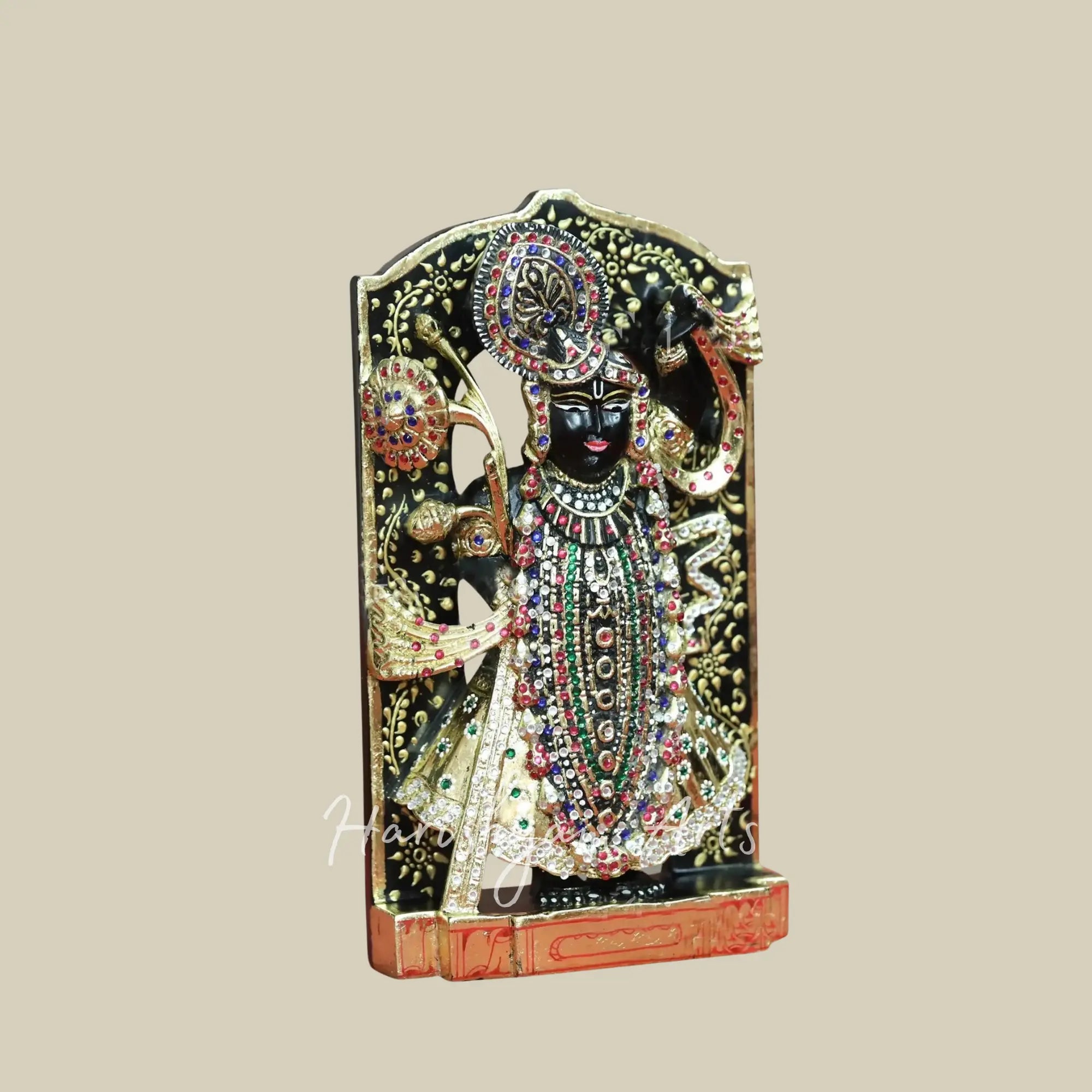 12 inches Shrinathji Statue with Intricate Carving  Black Marble Idol 2