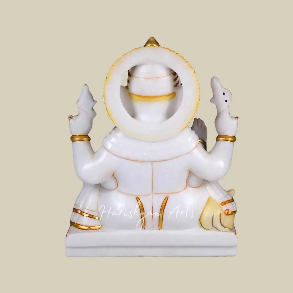 12" White Marble Ganesha Deity