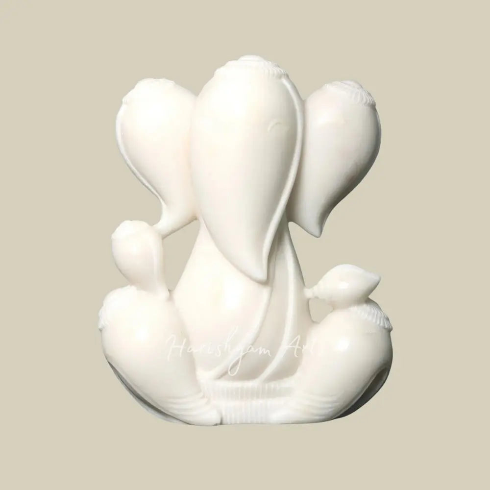 12" White Marble Modern Ganapti Idol