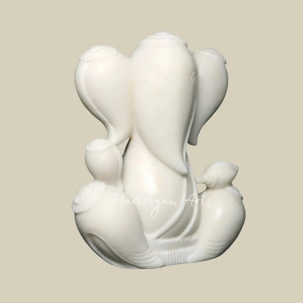 12" White Marble Modern Ganapti Idol