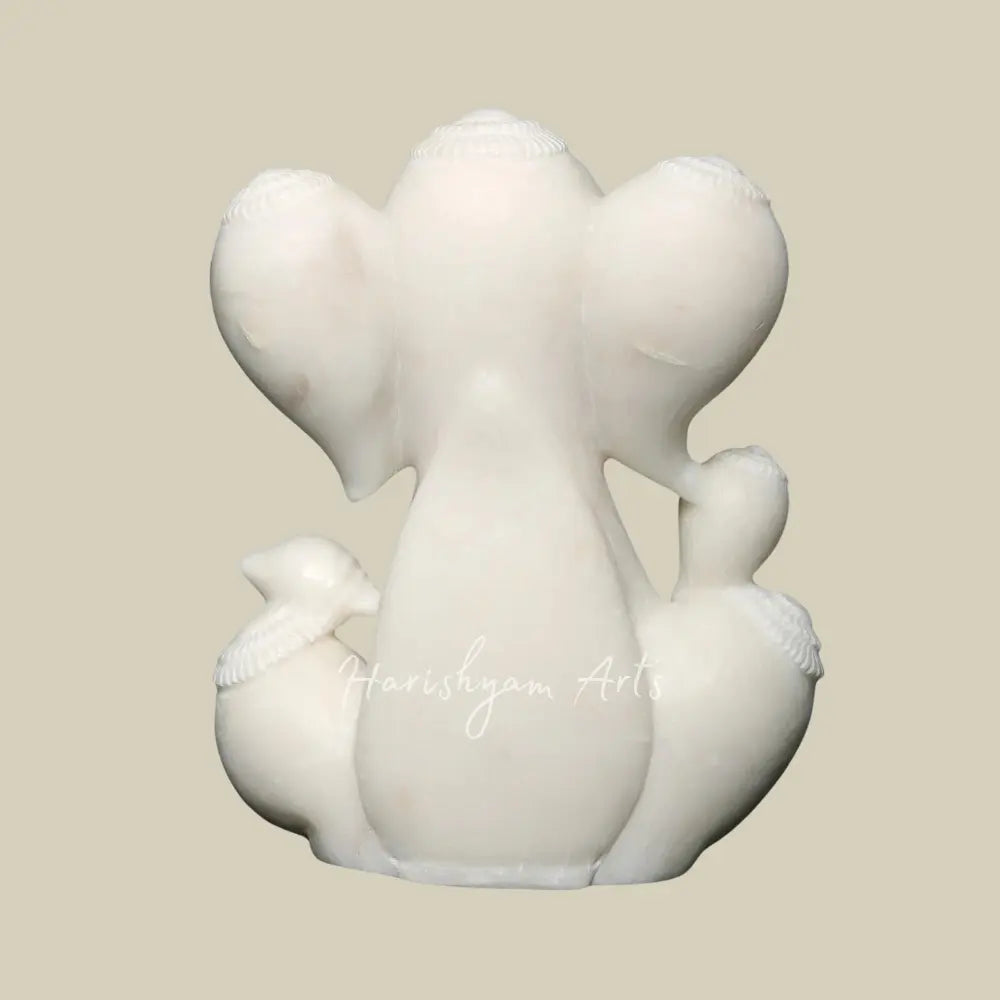 12" White Marble Modern Ganapti Idol