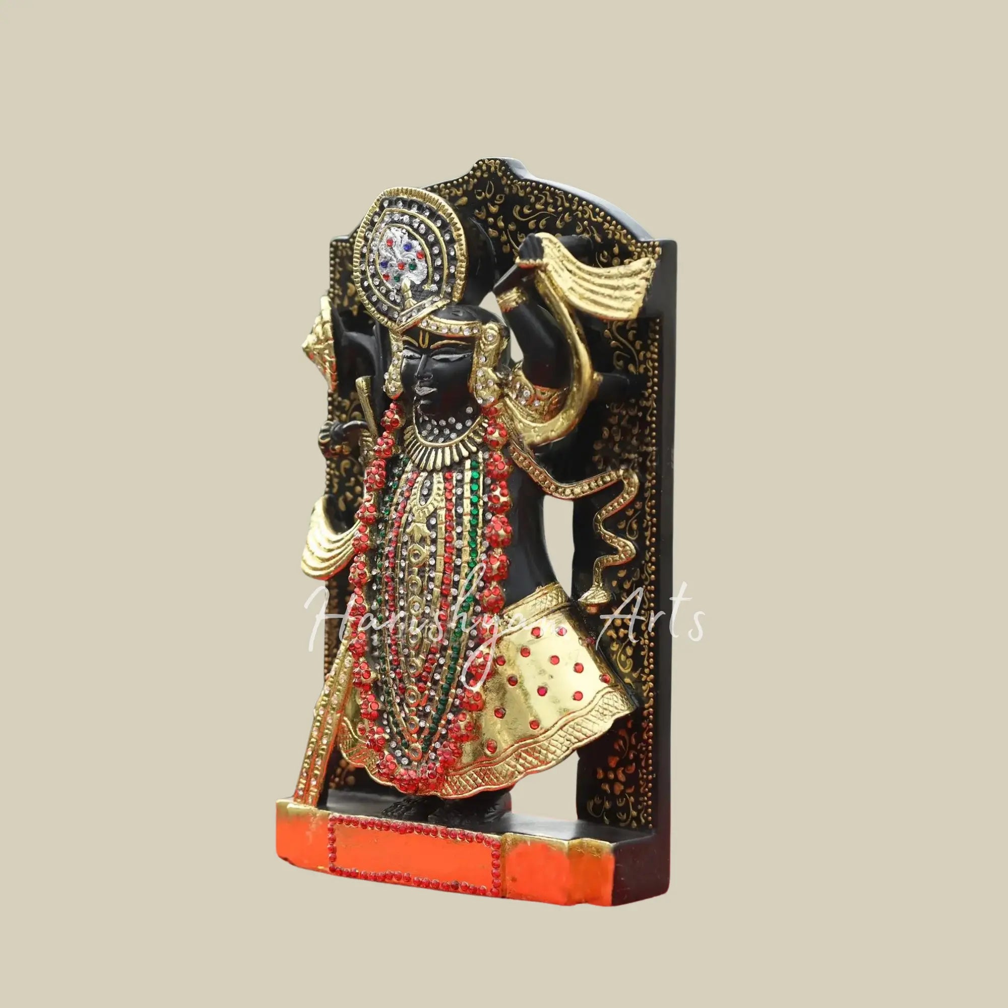  12 inches nathdwara shrinathj black marble statue 1