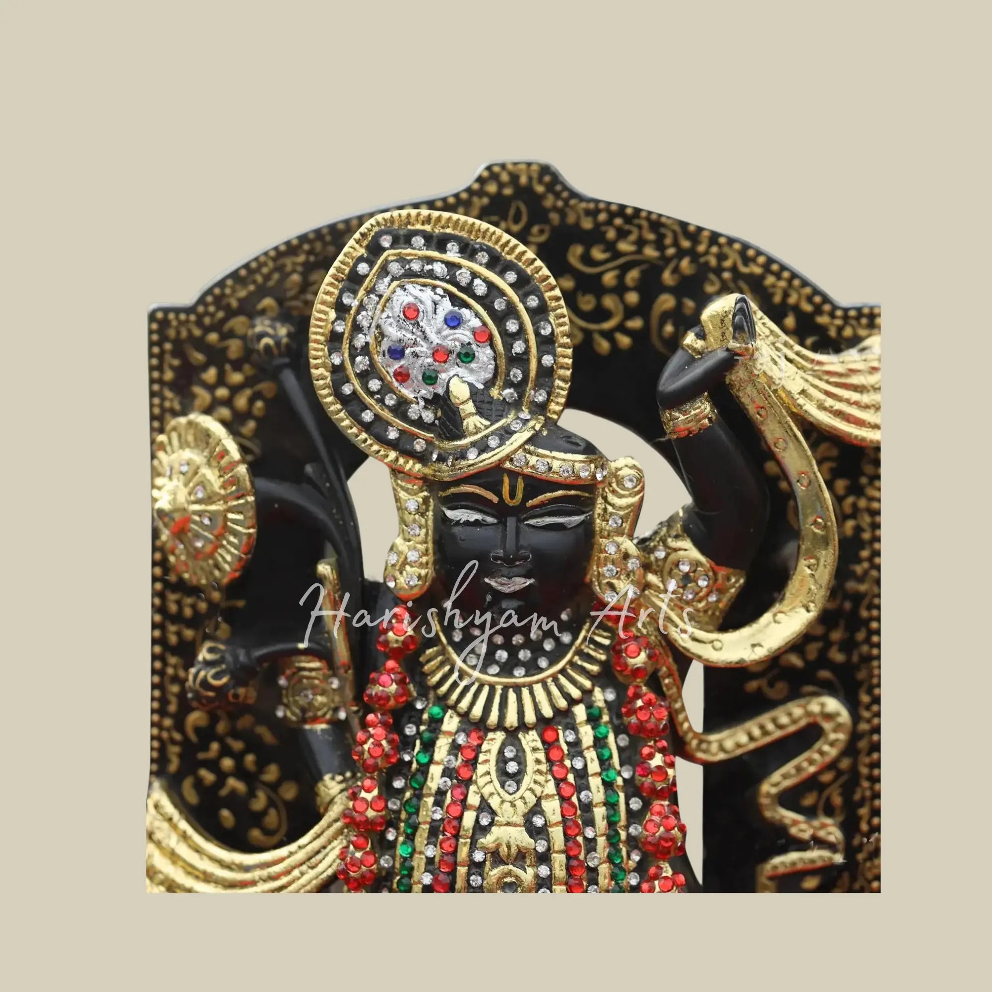  12 inches nathdwara shrinathj black marble statue 2