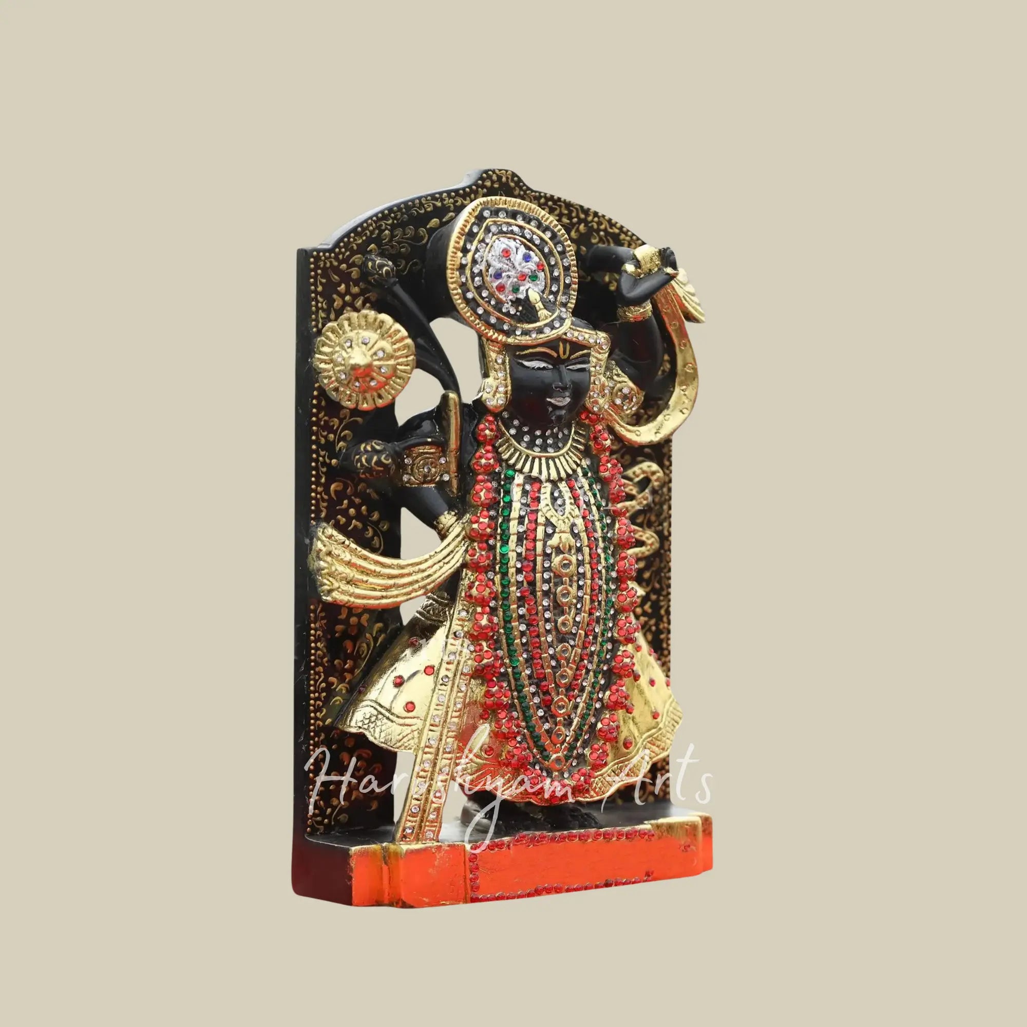  12 inches nathdwara shrinathj black marble statue  3