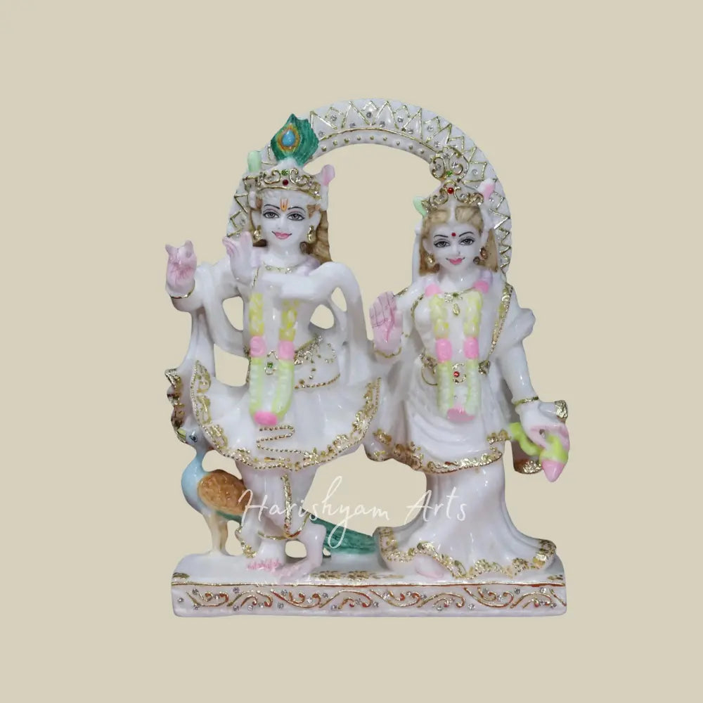 12" radha krishna moorti with gold leaf work