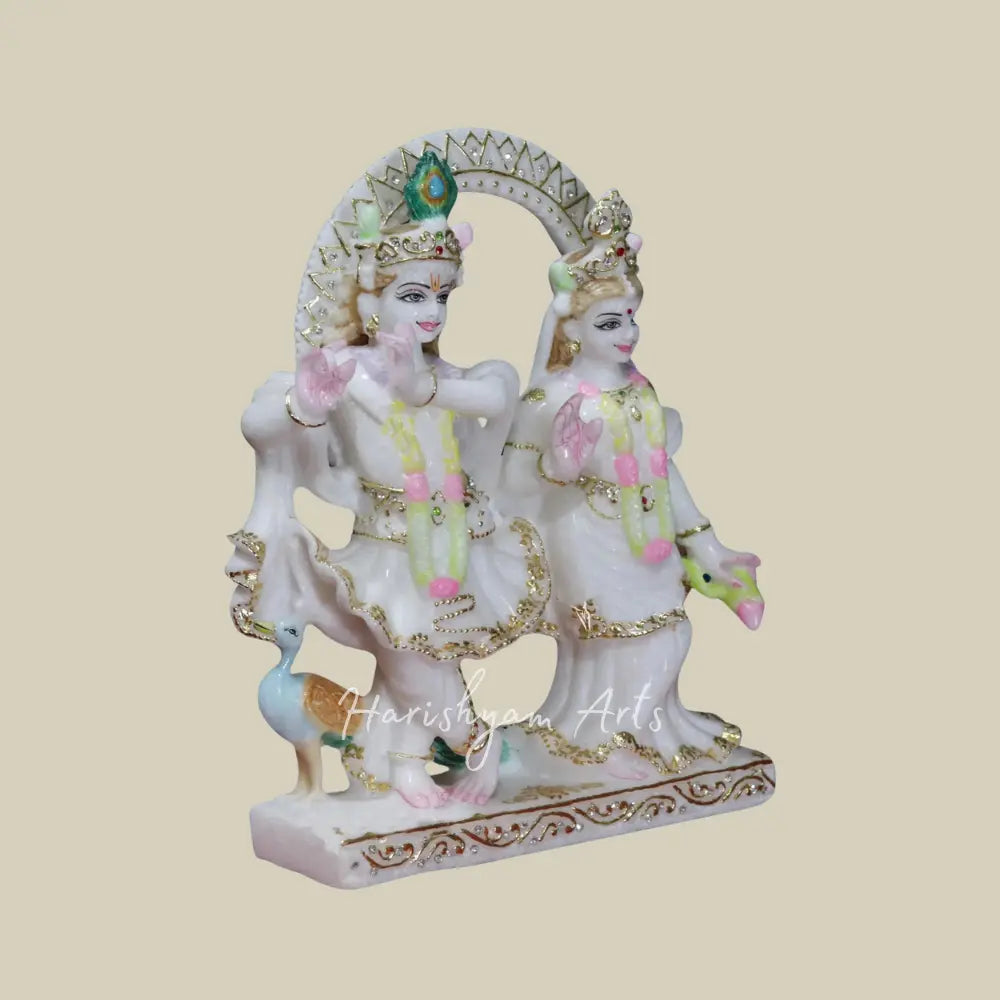 12" radha krishna moorti with gold leaf work