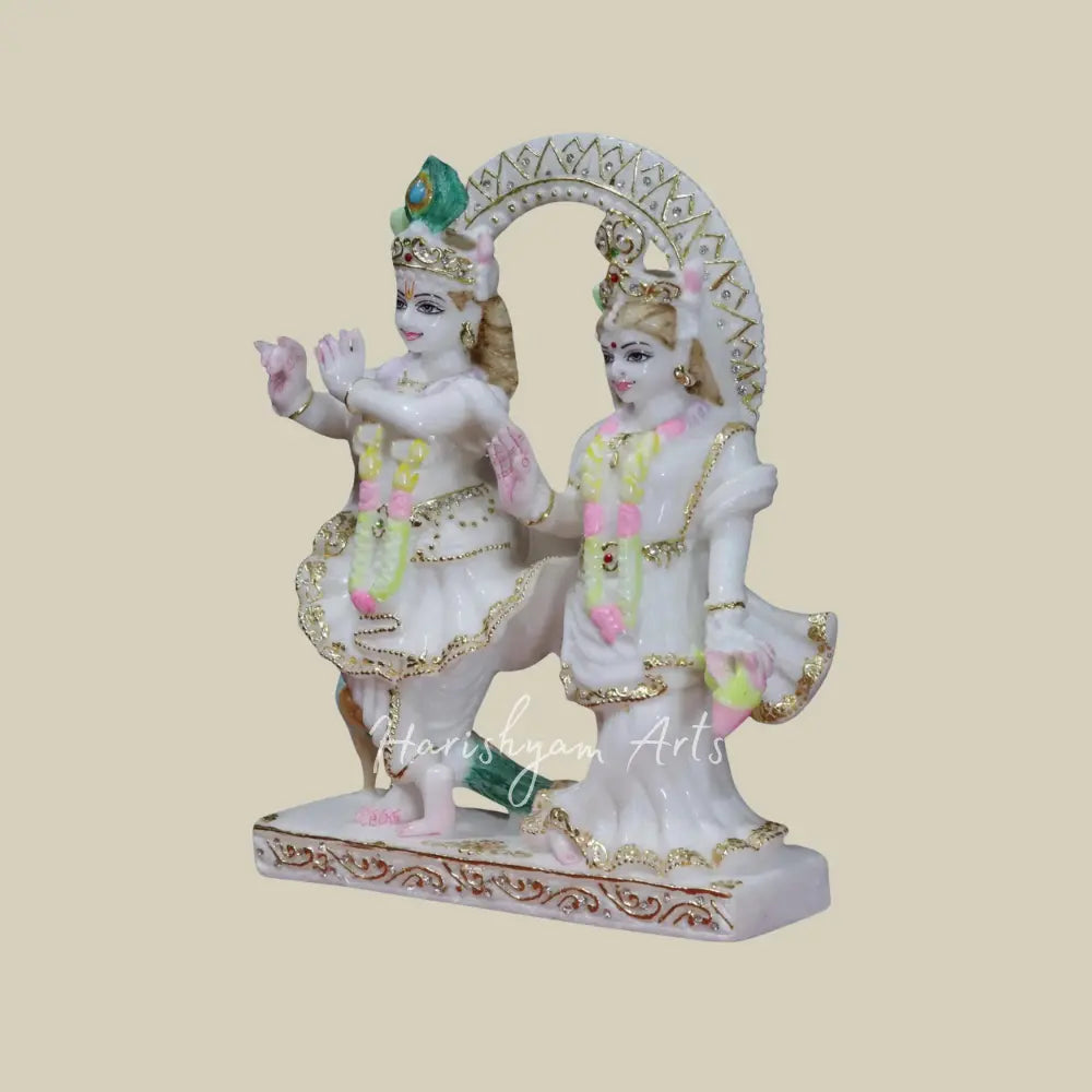 12" radha krishna moorti with gold leaf work