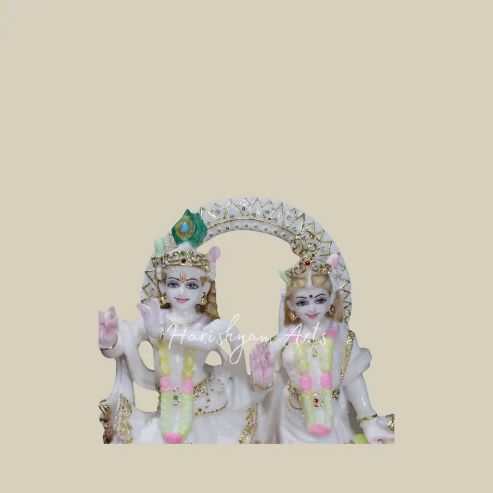 12" radha krishna moorti with gold leaf work