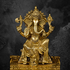 Abhya Ganesh Brass Statue 13"