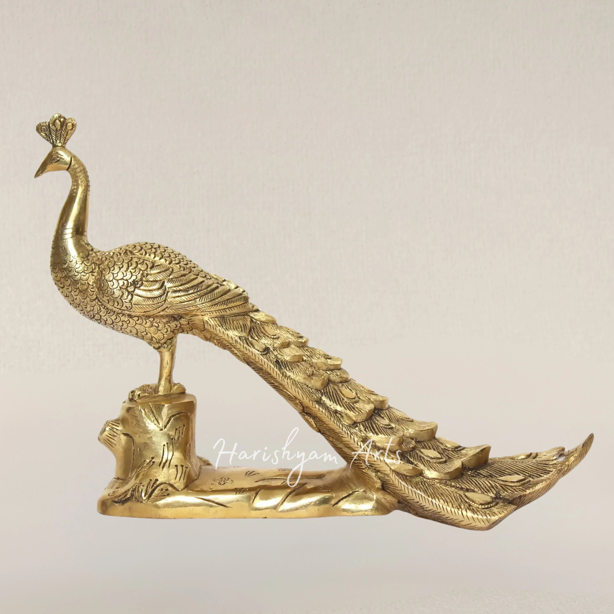 13" Artistic Brass Peacock Figurine for Stylish Home Decoration