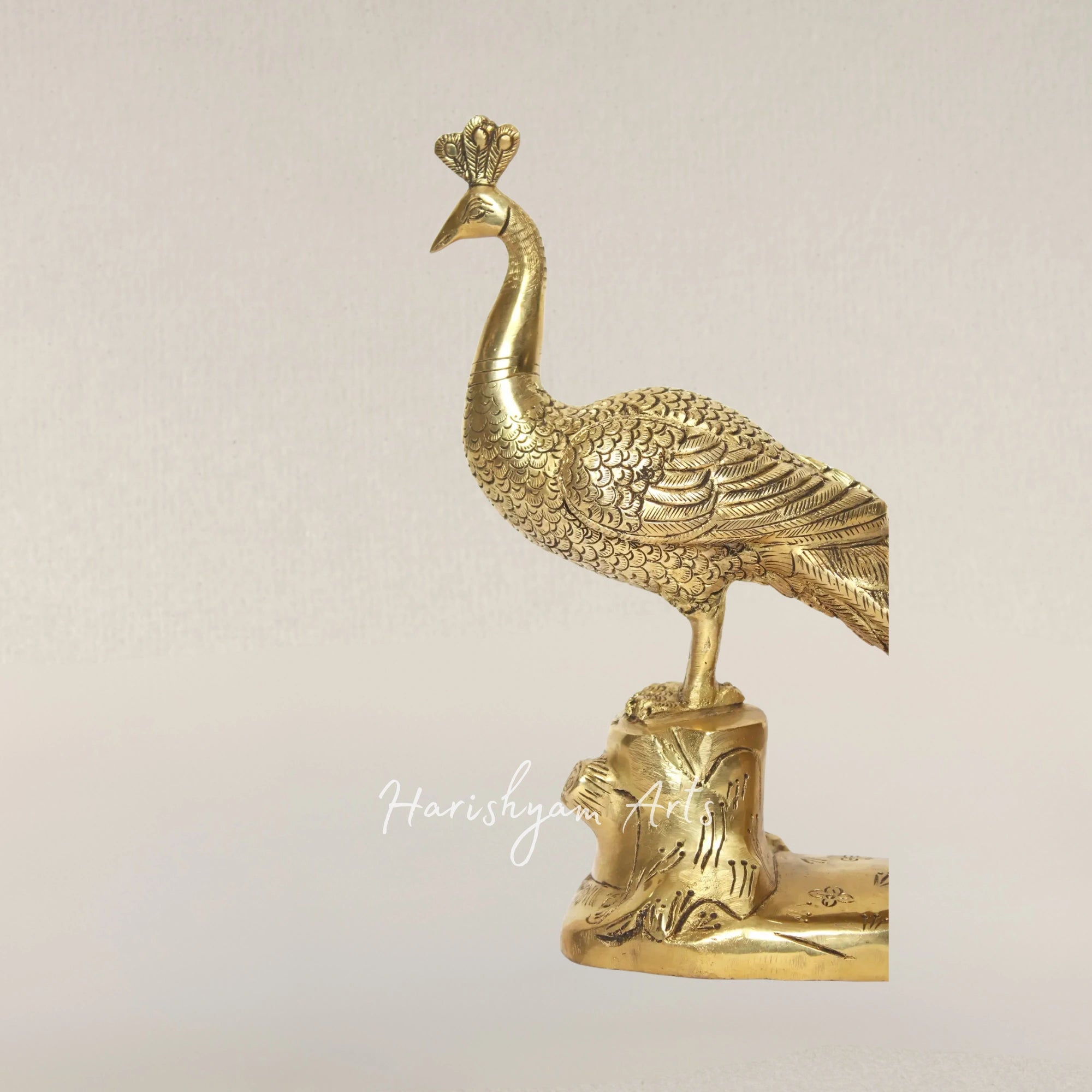 13" Artistic Brass Peacock Figurine for Stylish Home Decoration
