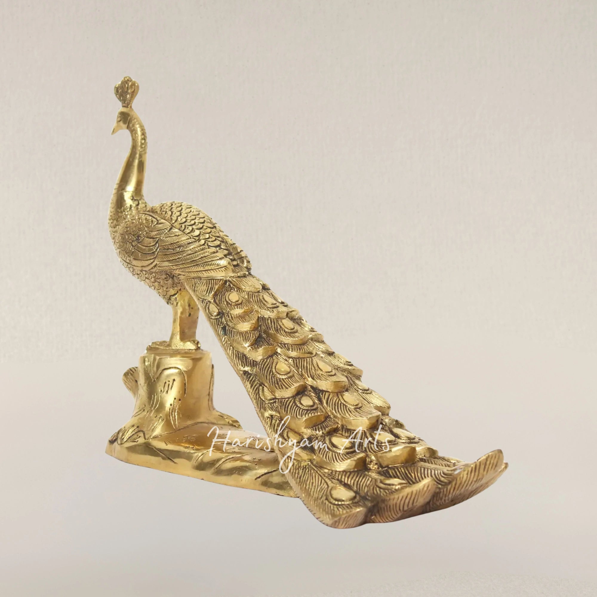 13" Artistic Brass Peacock Figurine for Stylish Home Decoration