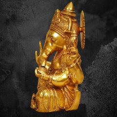 13" Brass Blessing Ganesh Statue