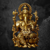 13" Brass Ganesh Statue Carved On Lotus Base