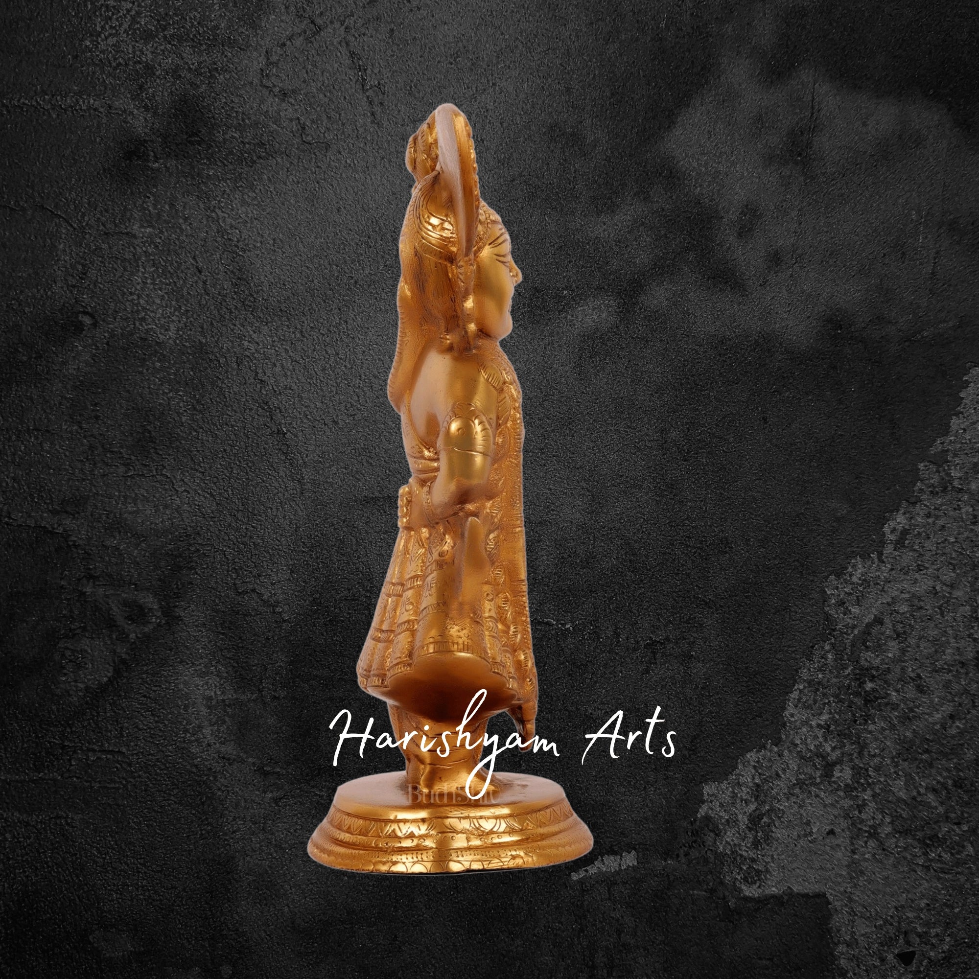 13" Brass Shreenath Ji Figurine from Nathdwara with Intricate Detailing