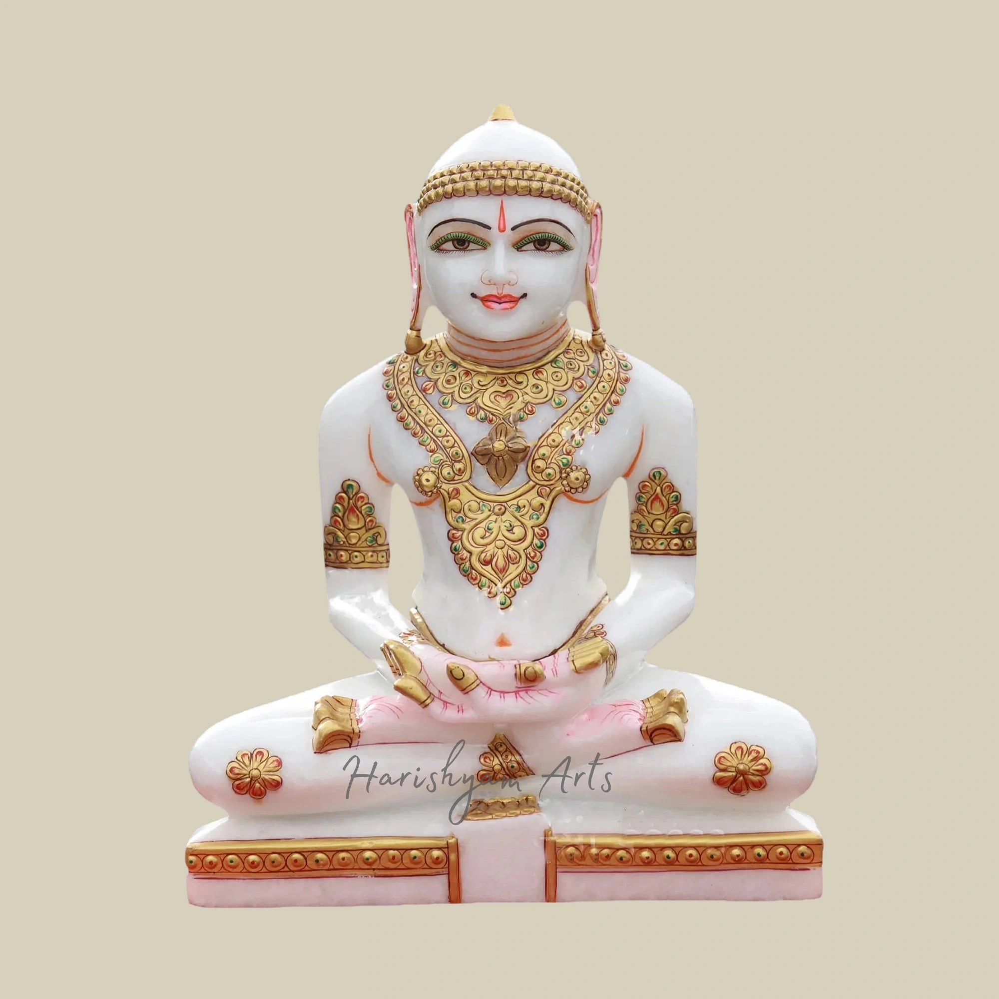 13" Decorative Mahavir Jain Idol in Dhyan Mudra for Home Temple