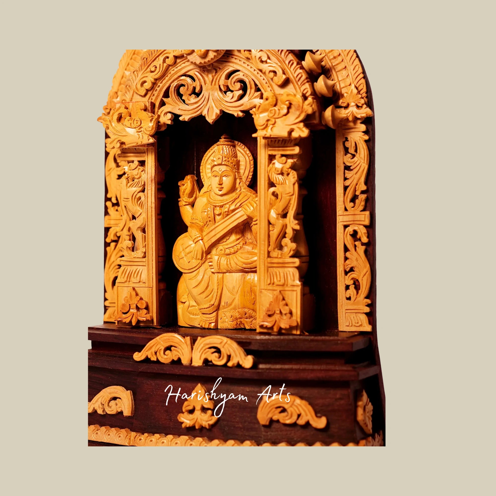 13" Goddess Saraswati Wood Statue Buy Online12