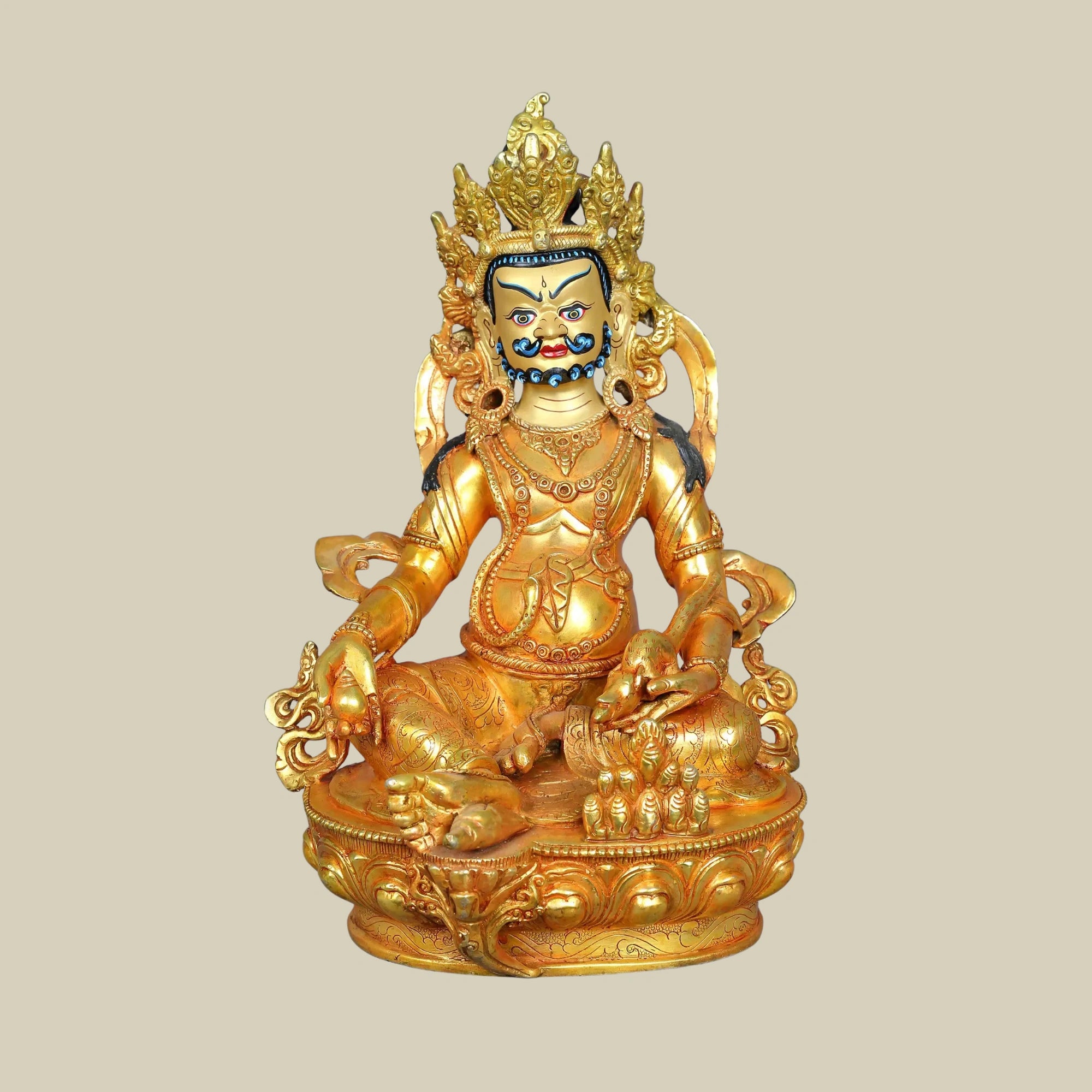 13" Handcrafted Kubera Wealth Sculpture in Authentic Copper Form